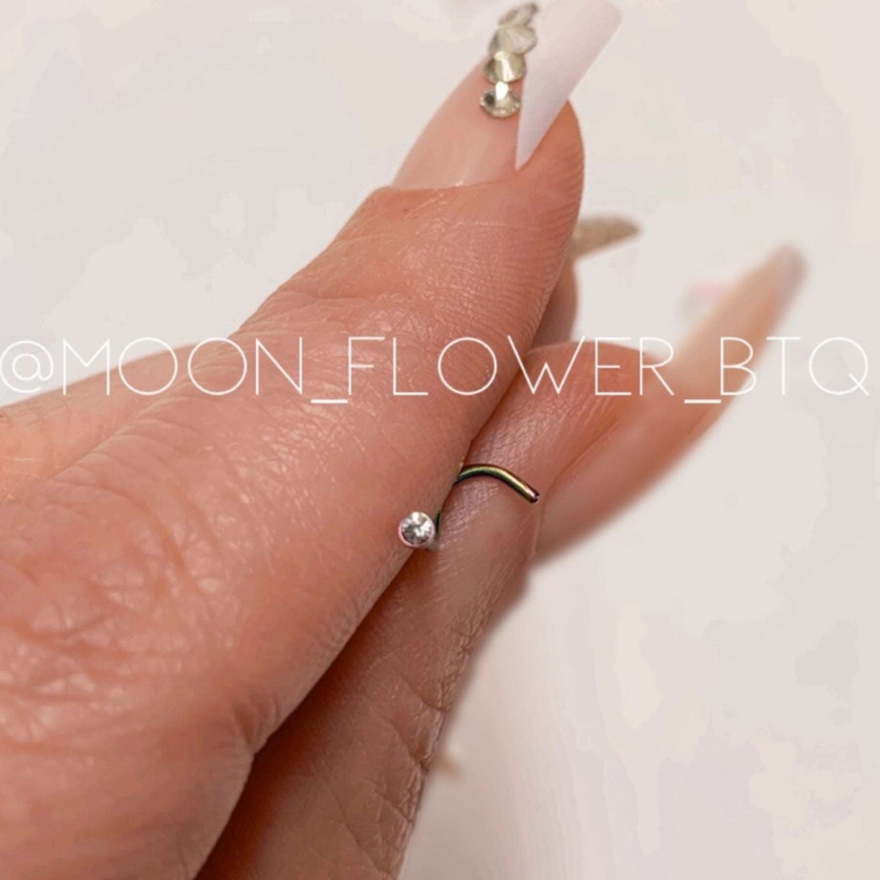 Rainbow CZ Hook Screw Nose Ring