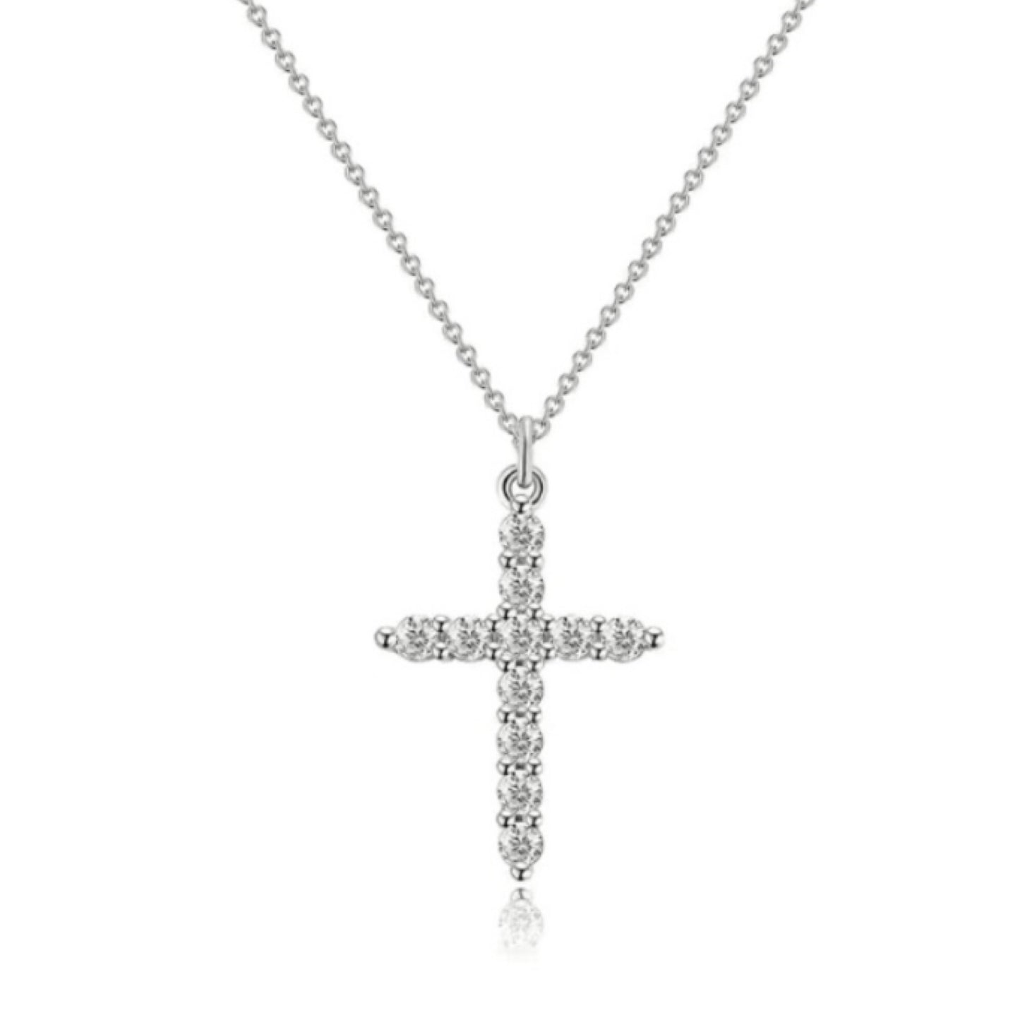 Tiny CZ Covered Cross Necklace