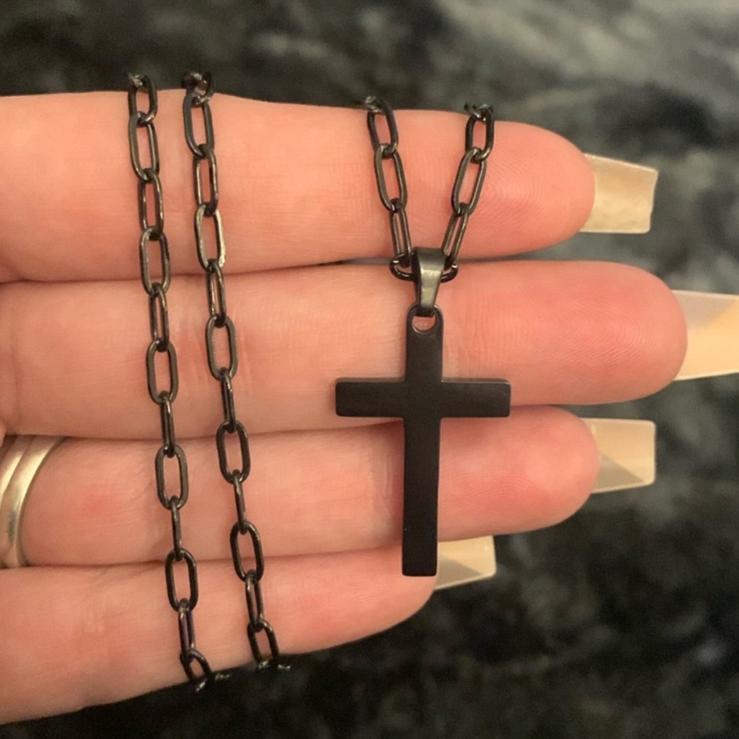 Simple Minimalist Black Cross Necklace