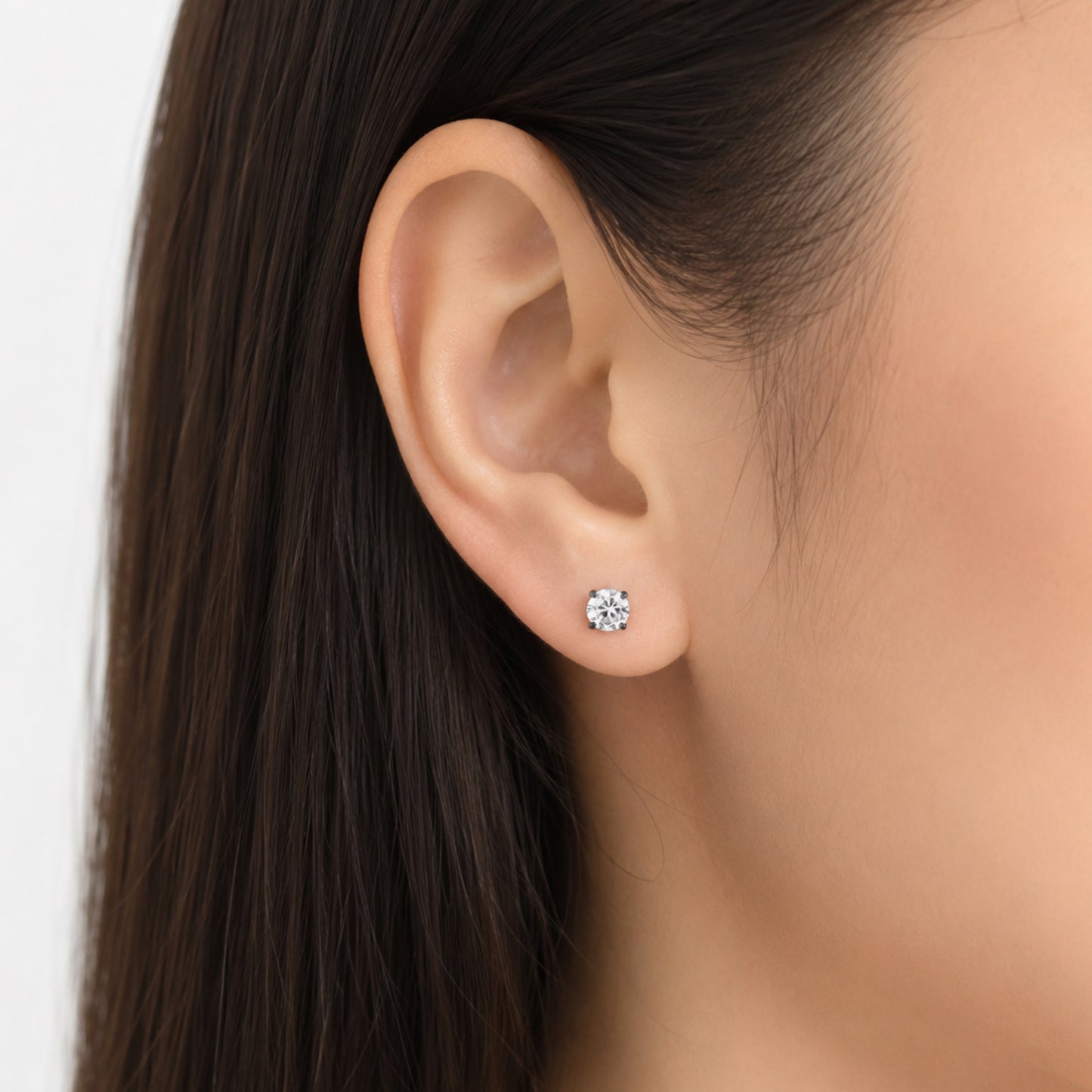 Black Stainless Steel CZ Flat Back Stud Earrings