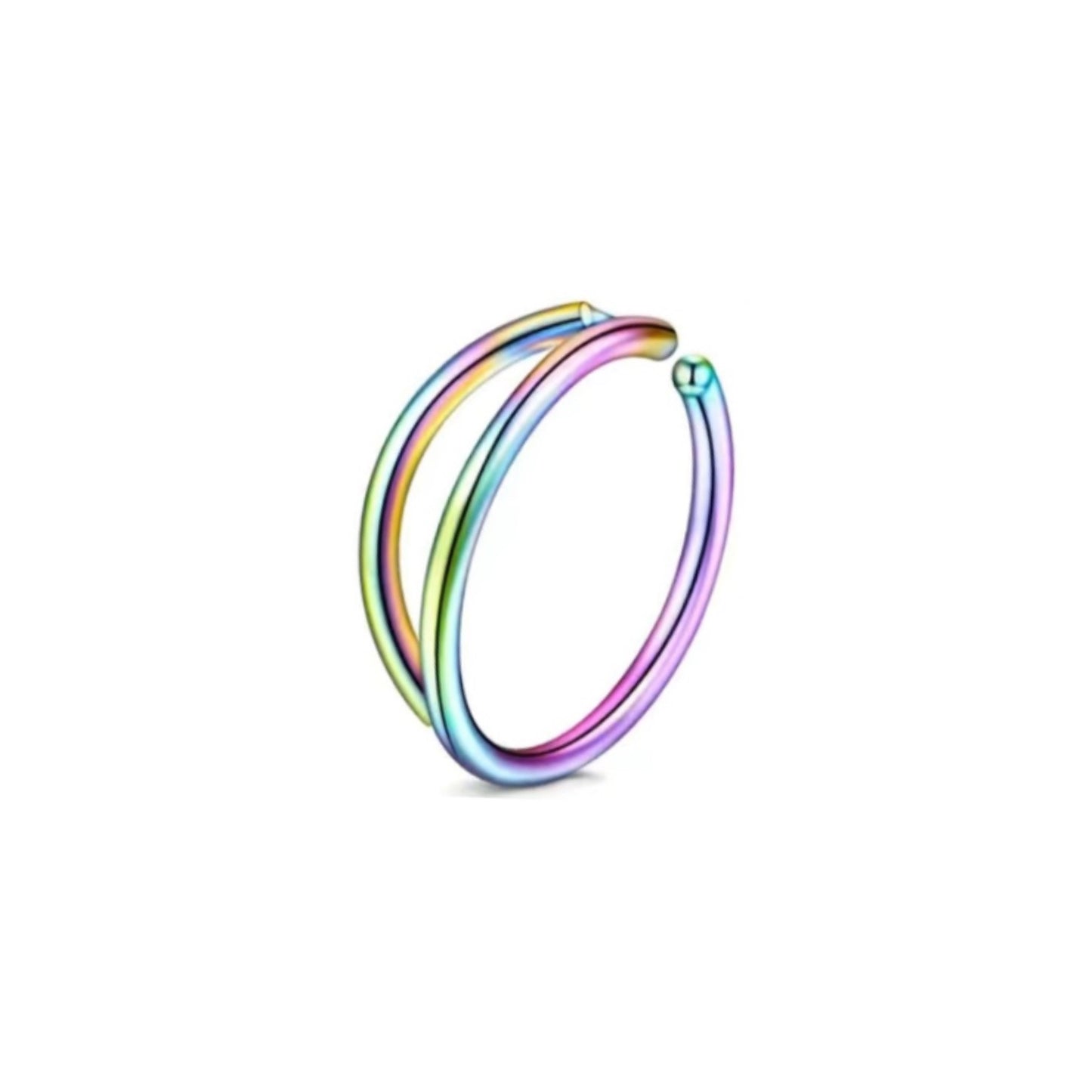 Rainbow Double Fixed Hoop Nose Ring