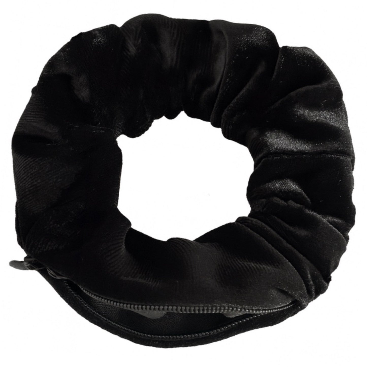 Black Velvet Hidden Pocket Zipper Scrunchie Hair Tie