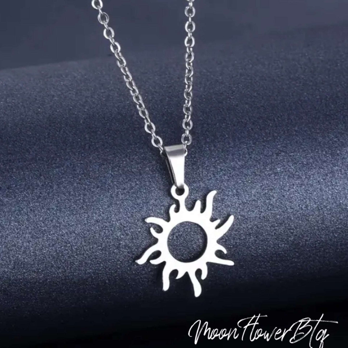 Silver Cutout Sun Pendant Necklace