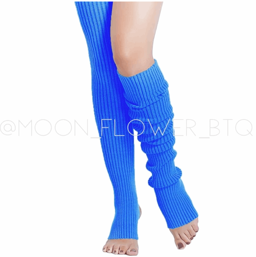 Blue Leg Warmers Toeless Yoga Dance Socks