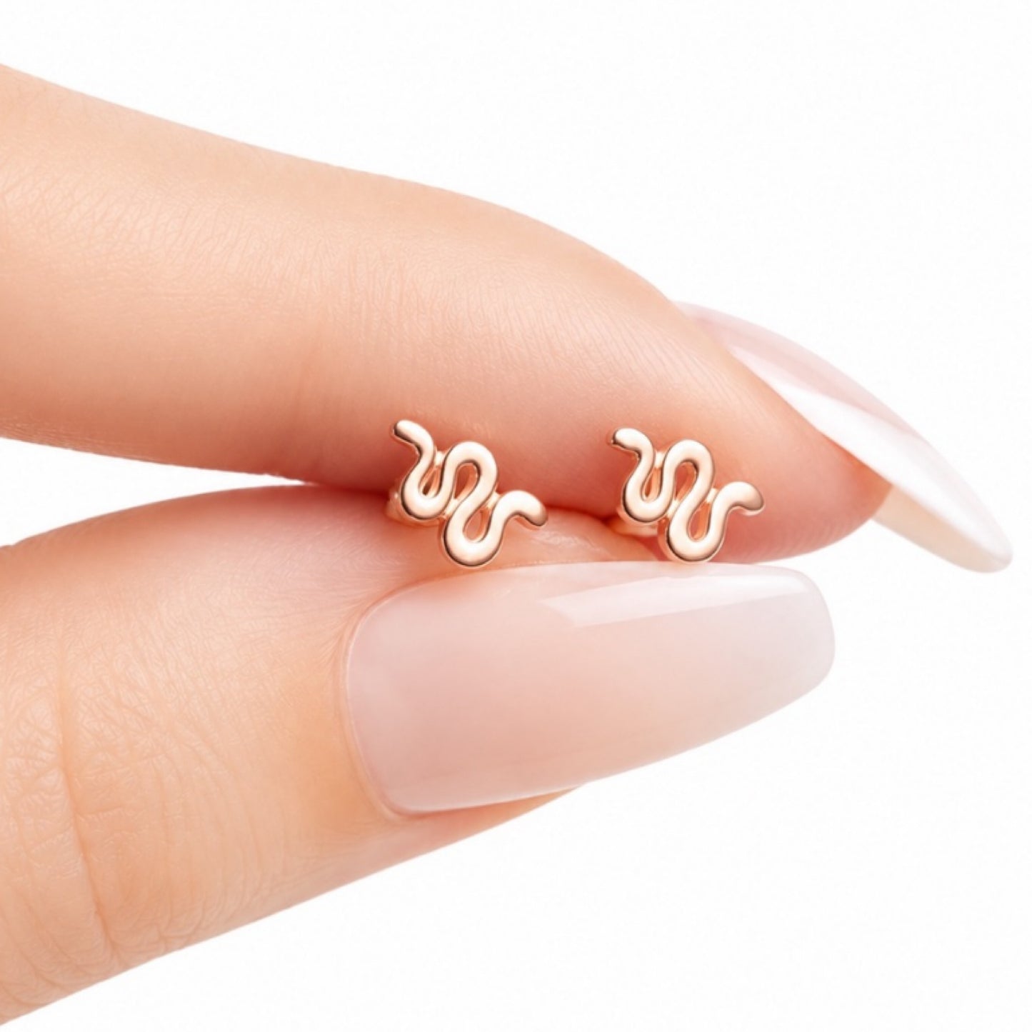 Rose Gold Snake Flat Back Stud Earrings