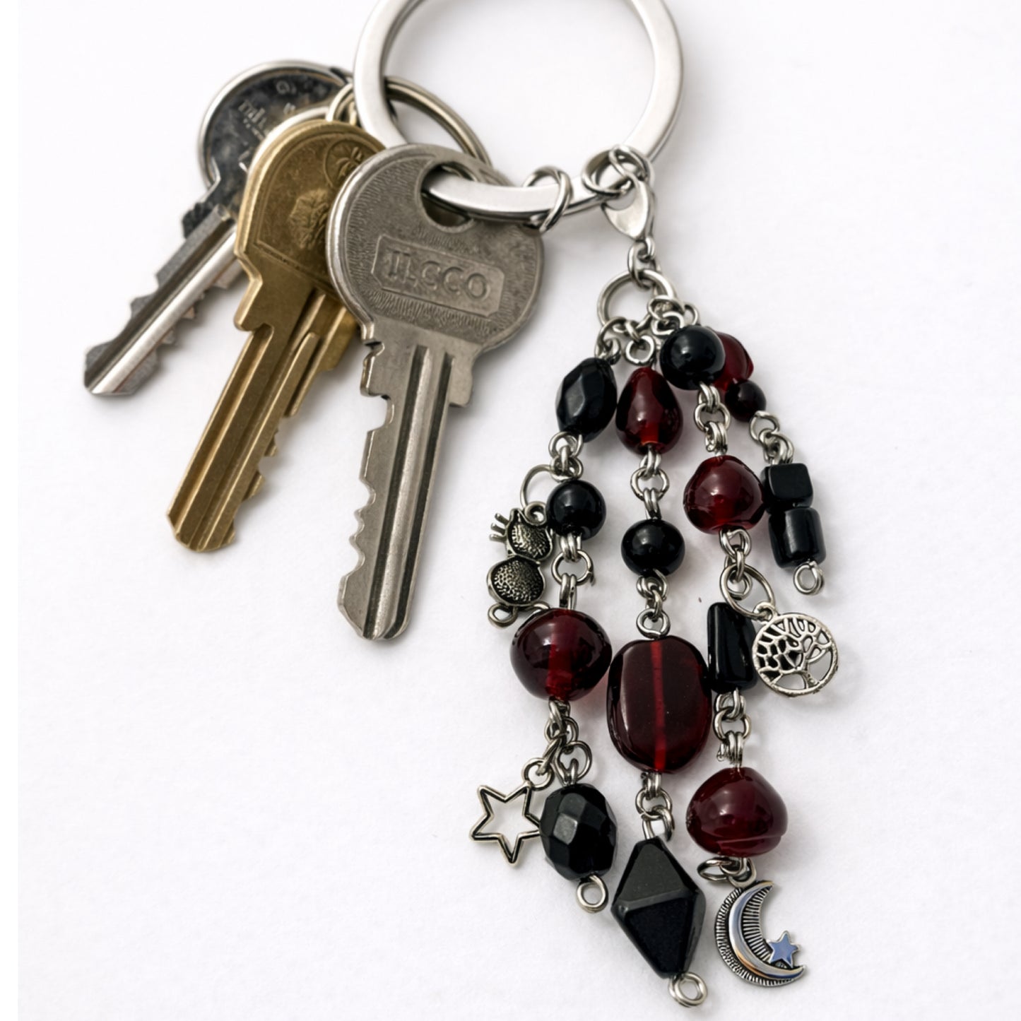 Red Black Beaded Charm Keychain –  Bag Charm & Zipper Pull