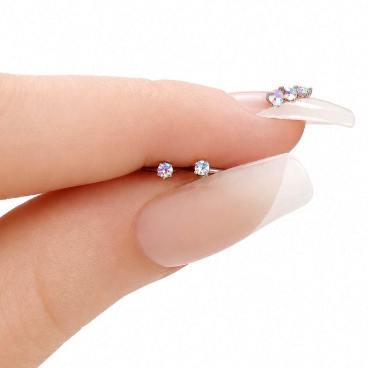 Rainbow Stainless Steel Flat Back Stud Earrings – 20G 2mm