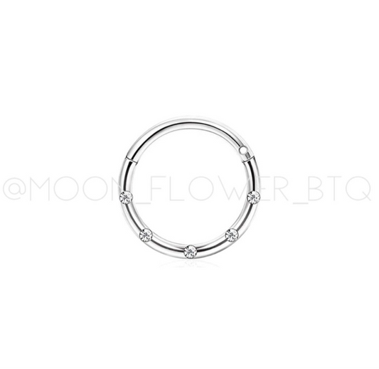 Silver CZ Clicker Style Hoop Septum Ring