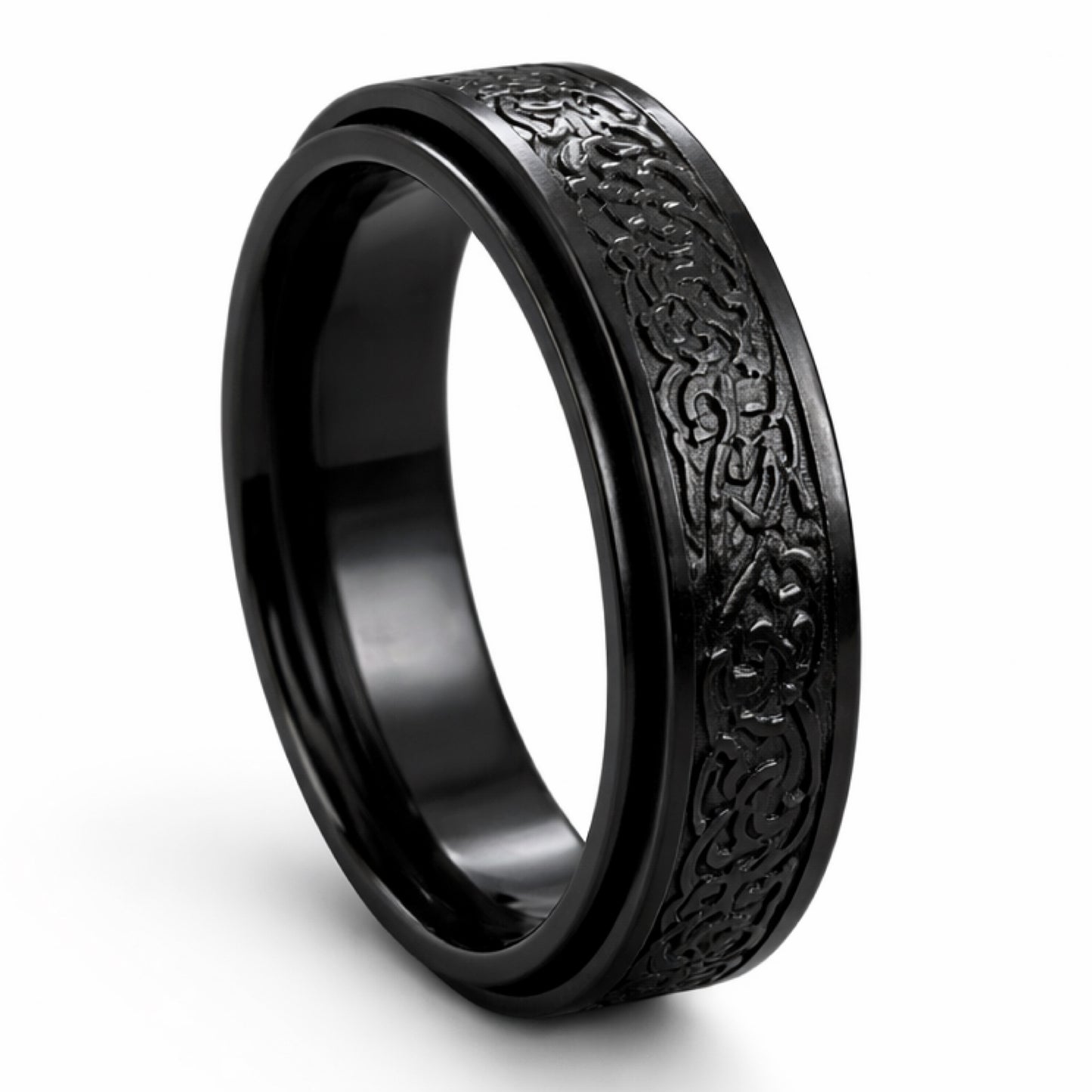 Black Stainless Steel Celtic Fidget Spinner Ring