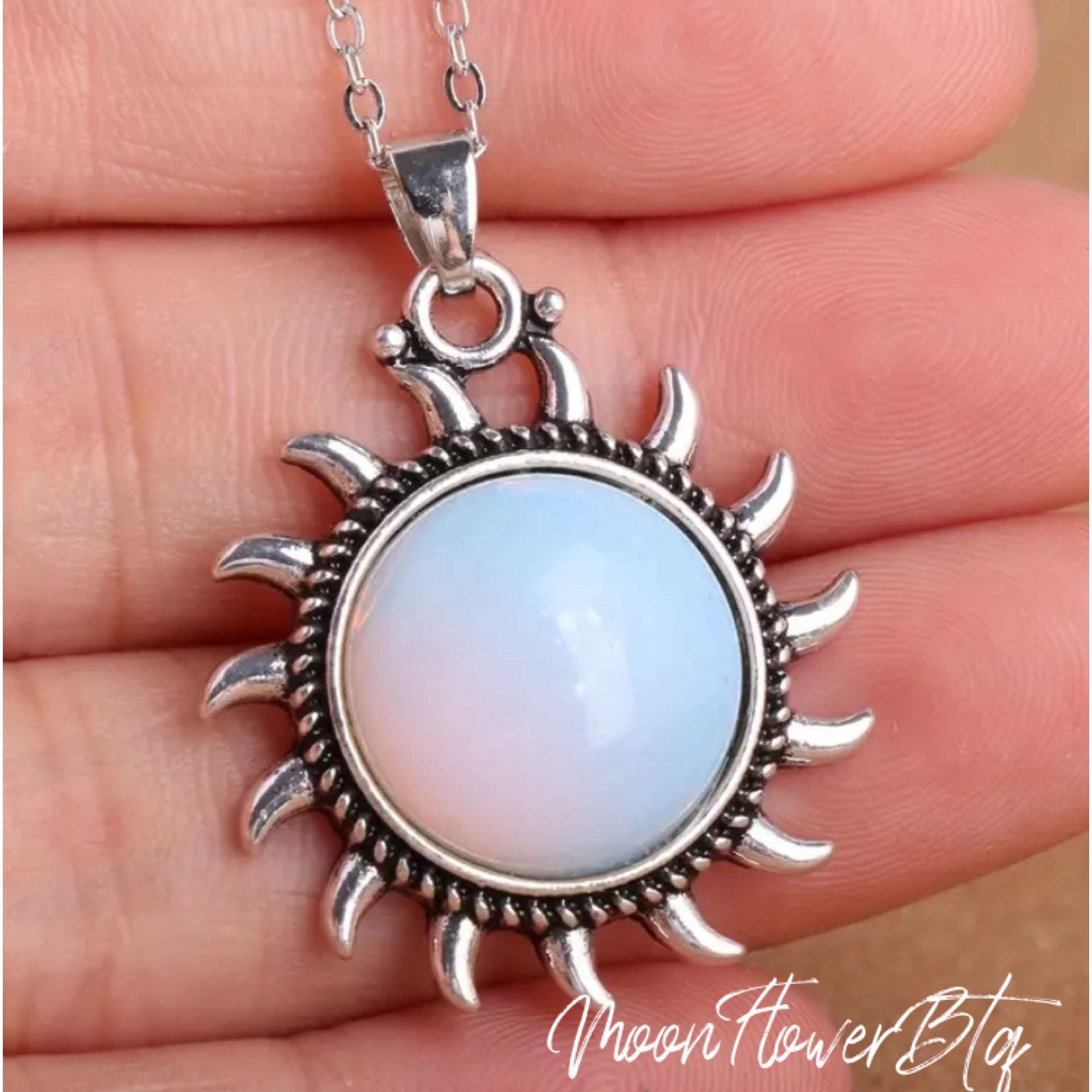 Opal Sunflower Pendant Necklace