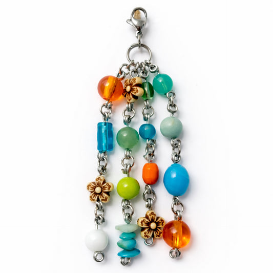 Colorful Beaded Boho Floral Charm | Keychain Bag Charm Zipper Pull