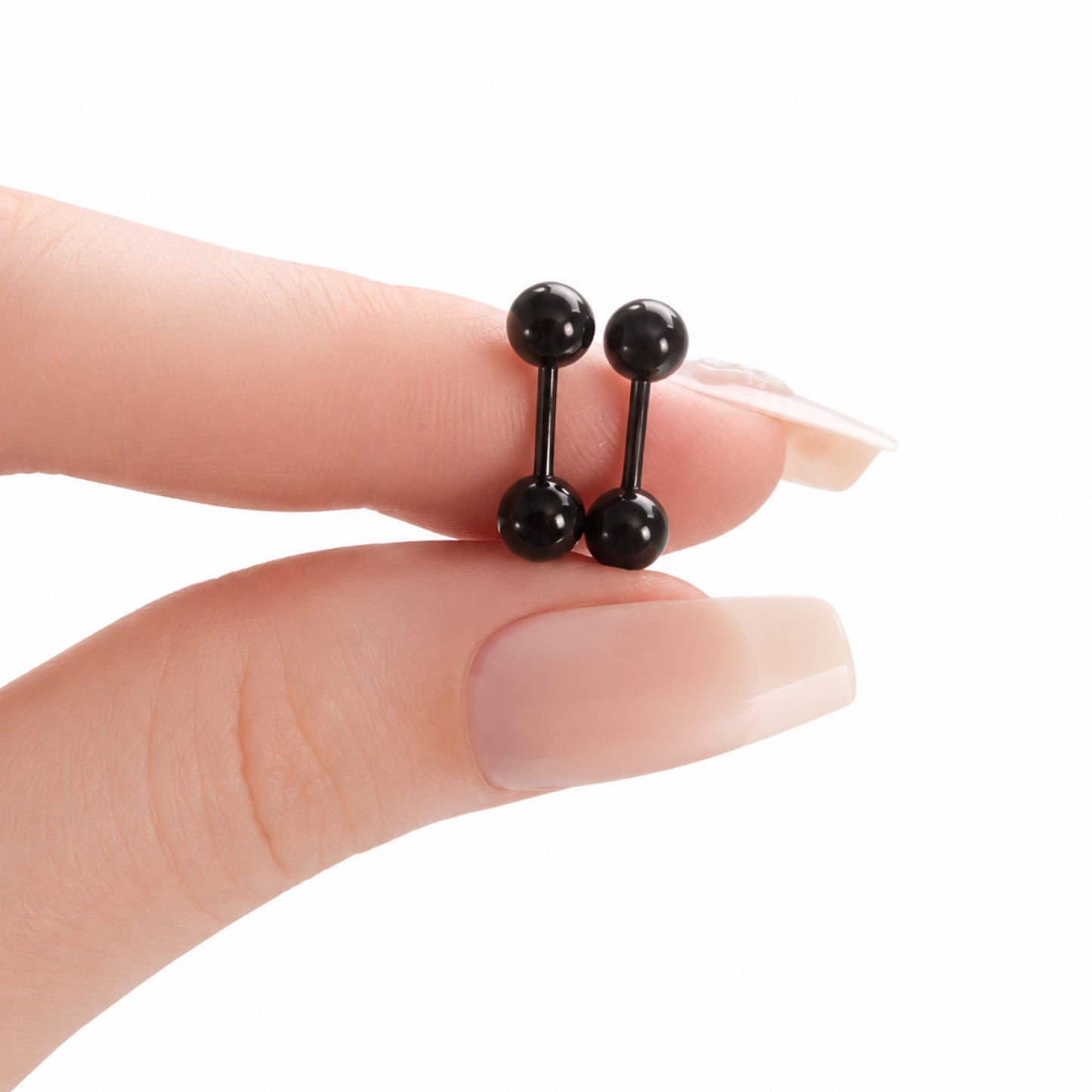 Black Stainless Steel Barbell Earrings – 18G 5mm