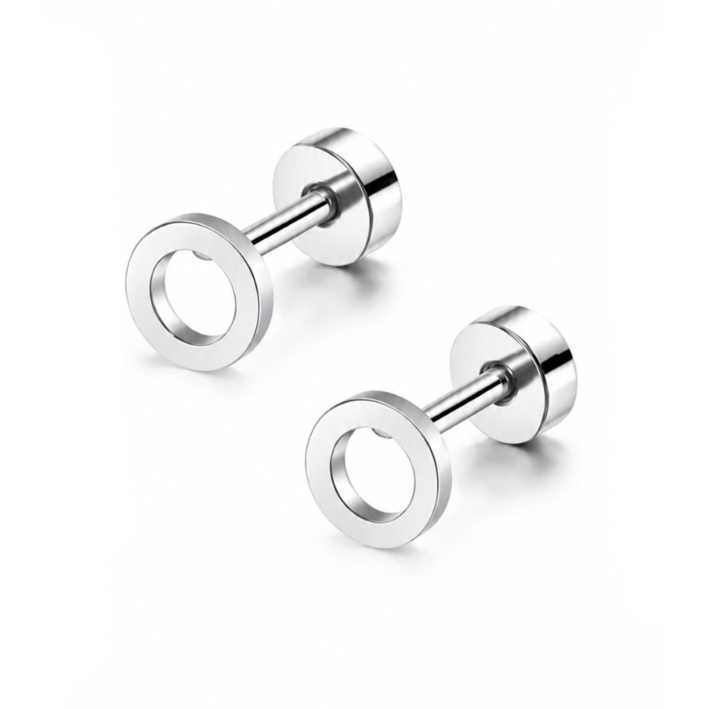 Open Circle Flat Back Stud Earrings