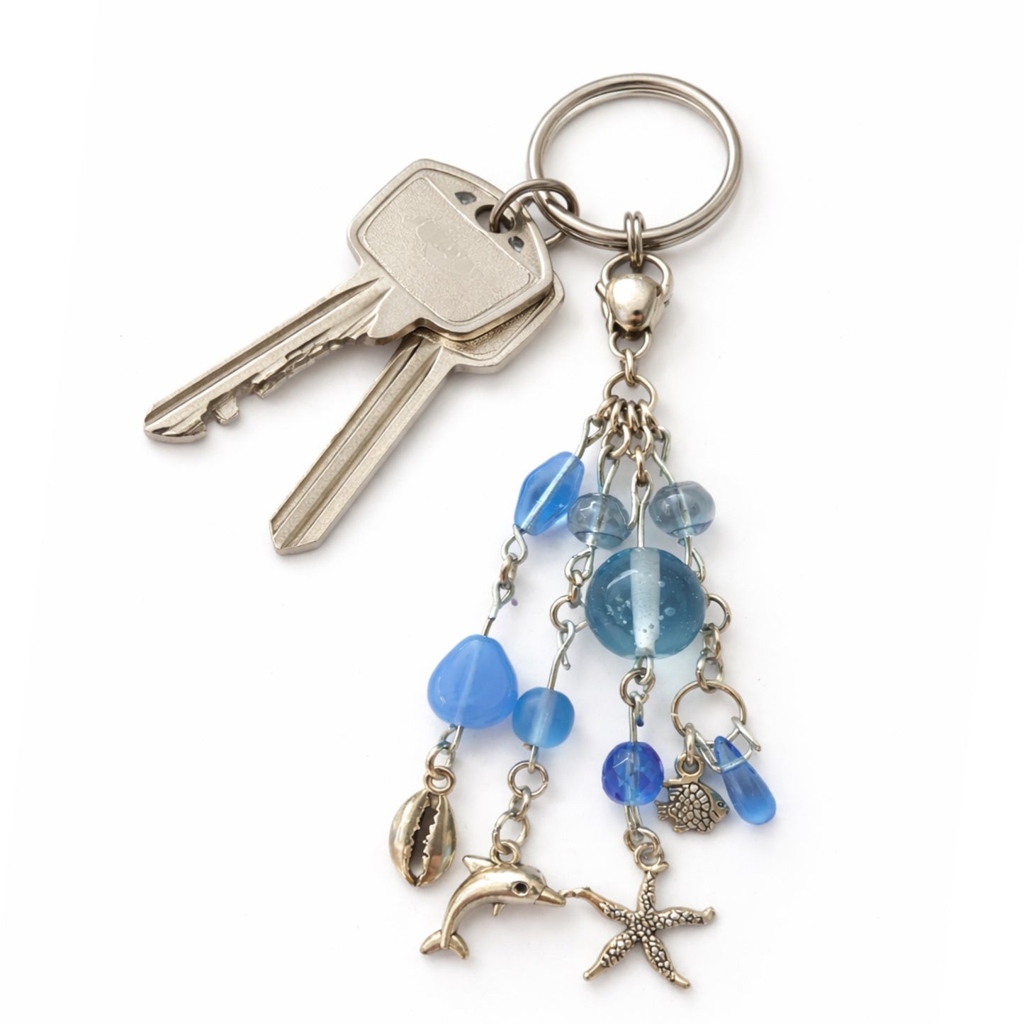 Ocean Dolphin Starfish Beaded Charm | Keychain Lip Balm Charm