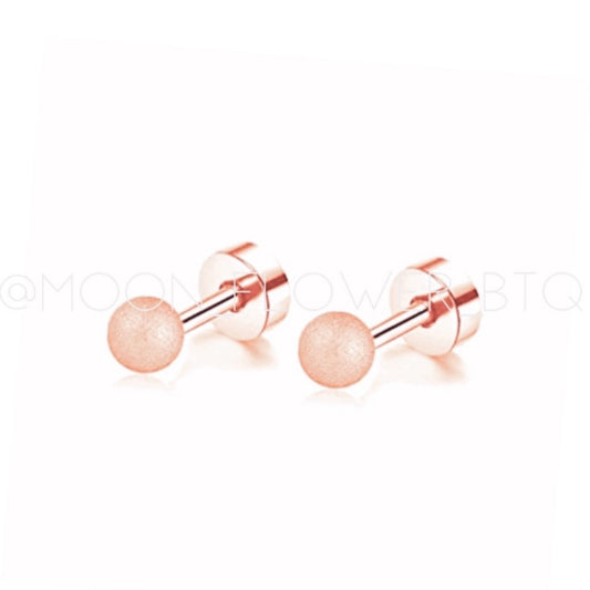 Tiny Rose Gold Textured Ball Flat Back Earrings