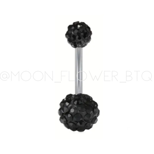 Black CZ Covered Surgical Steel Navel Belly Button Ring