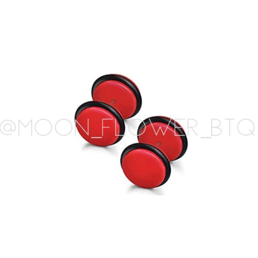 Red Acrylic Flat Barbell Earrings