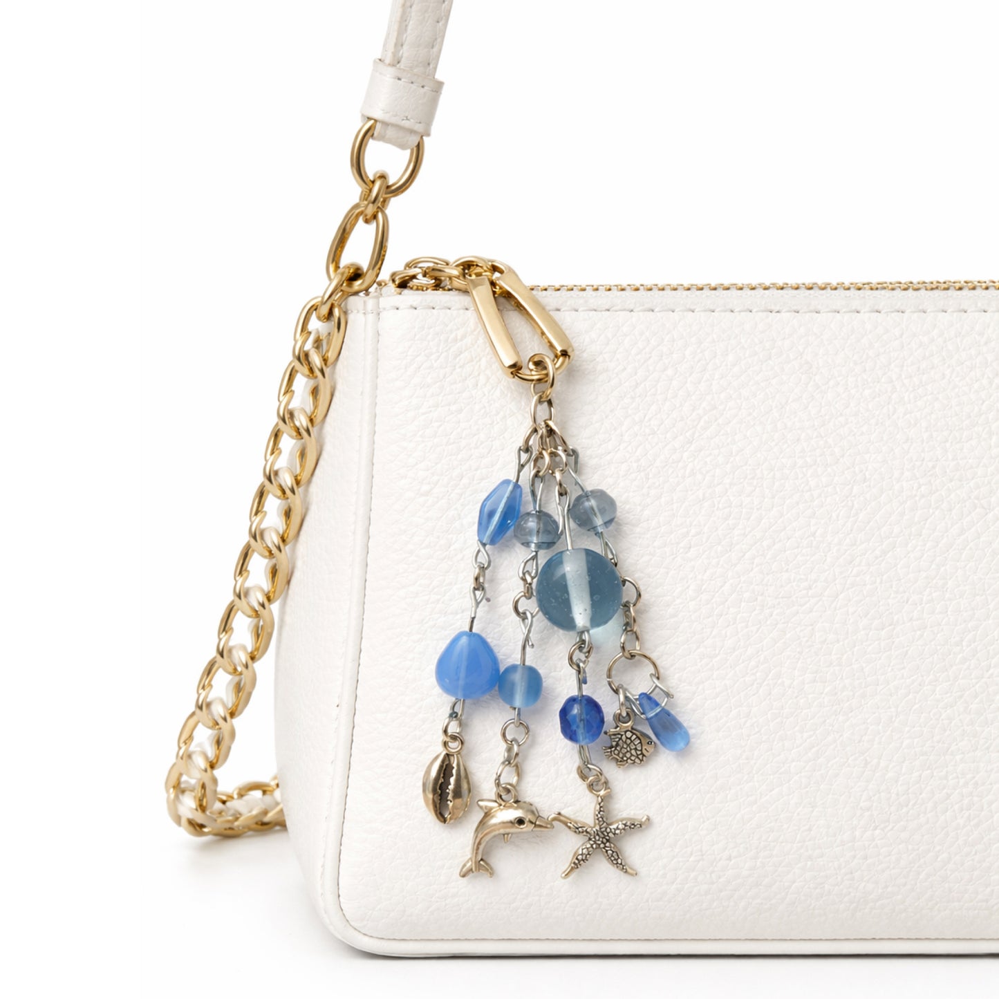 Ocean Dolphin Starfish Beaded Charm | Keychain Lip Balm Charm