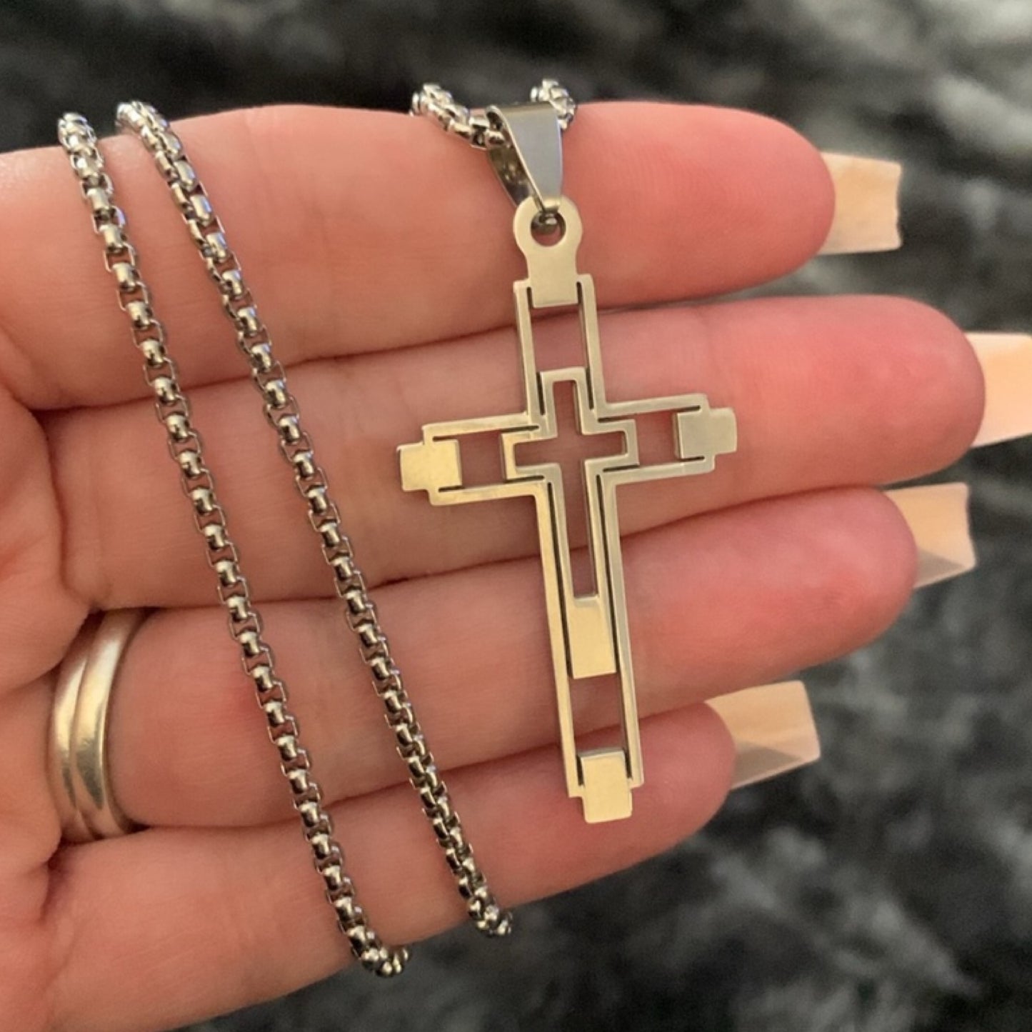 Silver Cut Out Cross Necklace