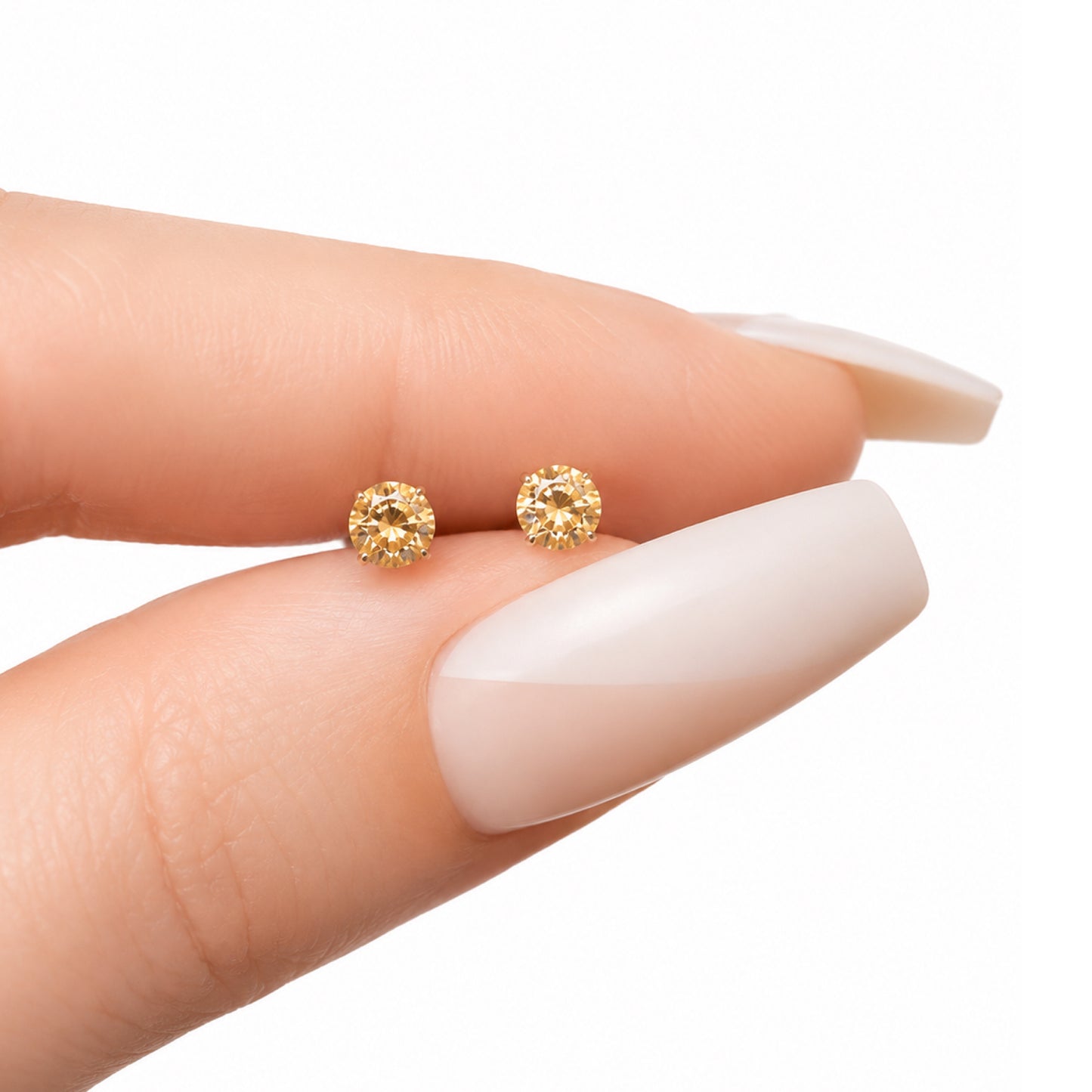 Peach Orange CZ Stud Earrings