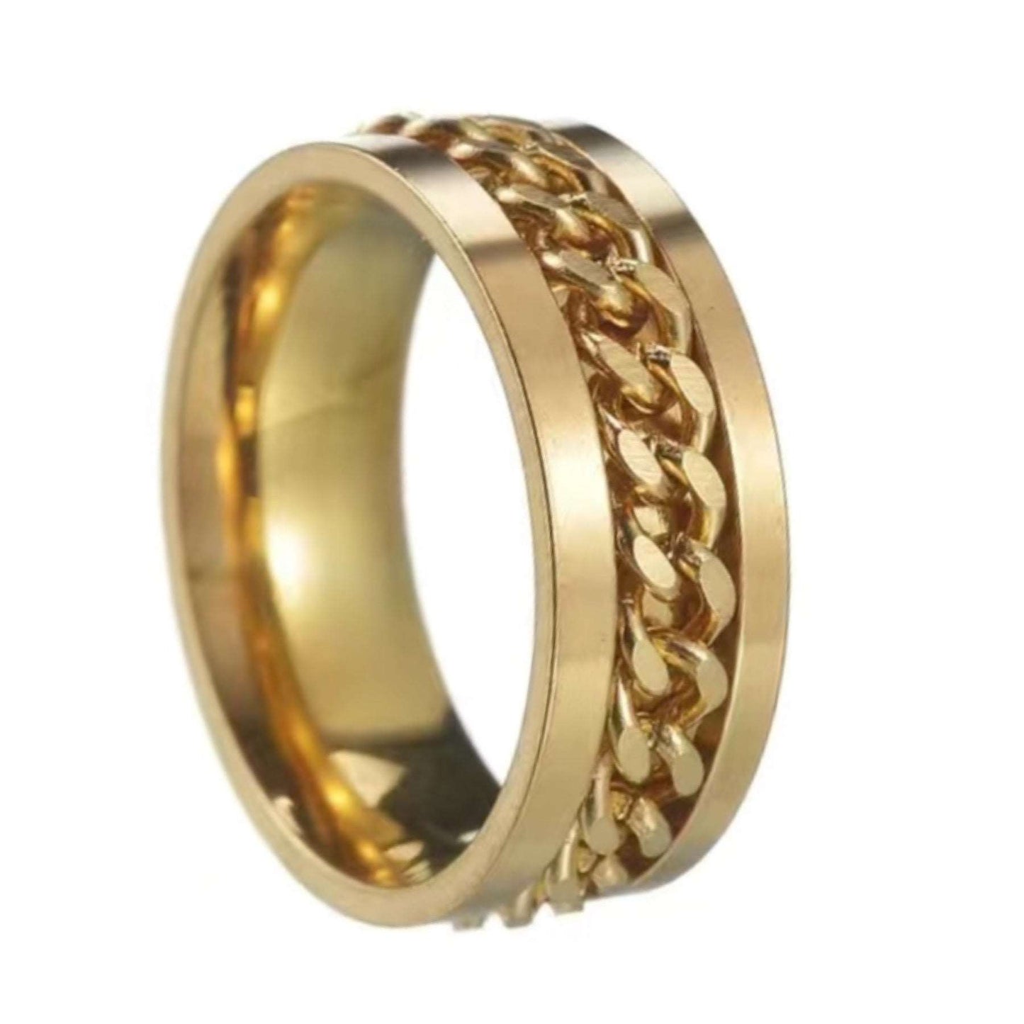 Gold Chain Anxiety Fidget Spinner Ring