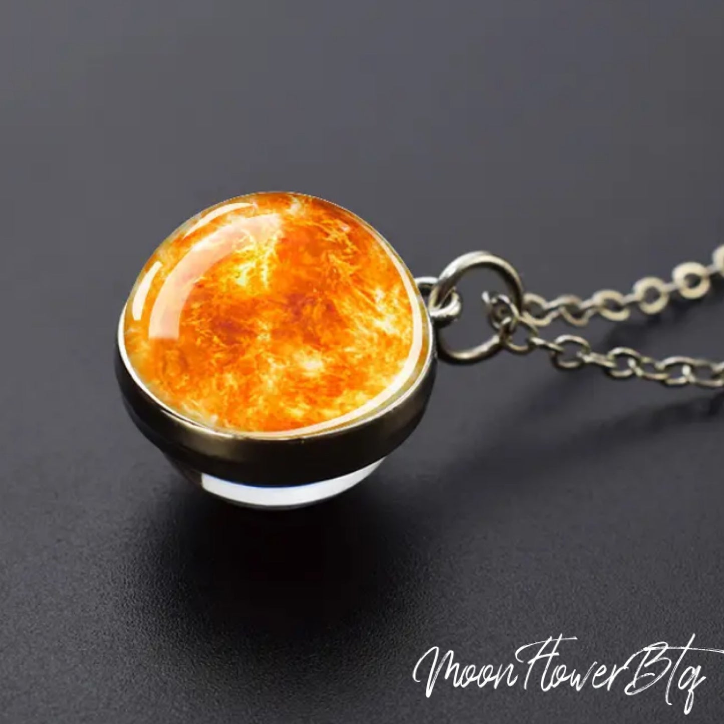 Glass Ball Sun Pendant Necklace