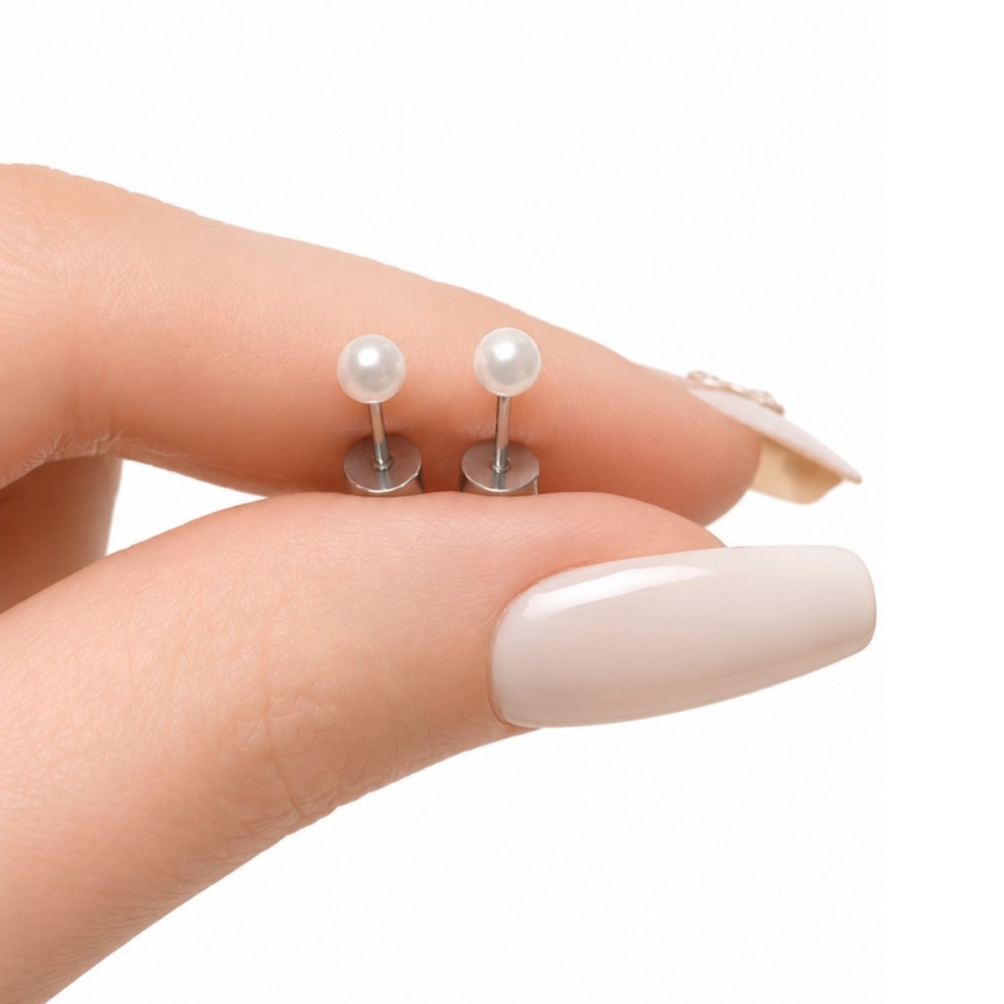 Classic Pearl Flat Back Stud Earrings