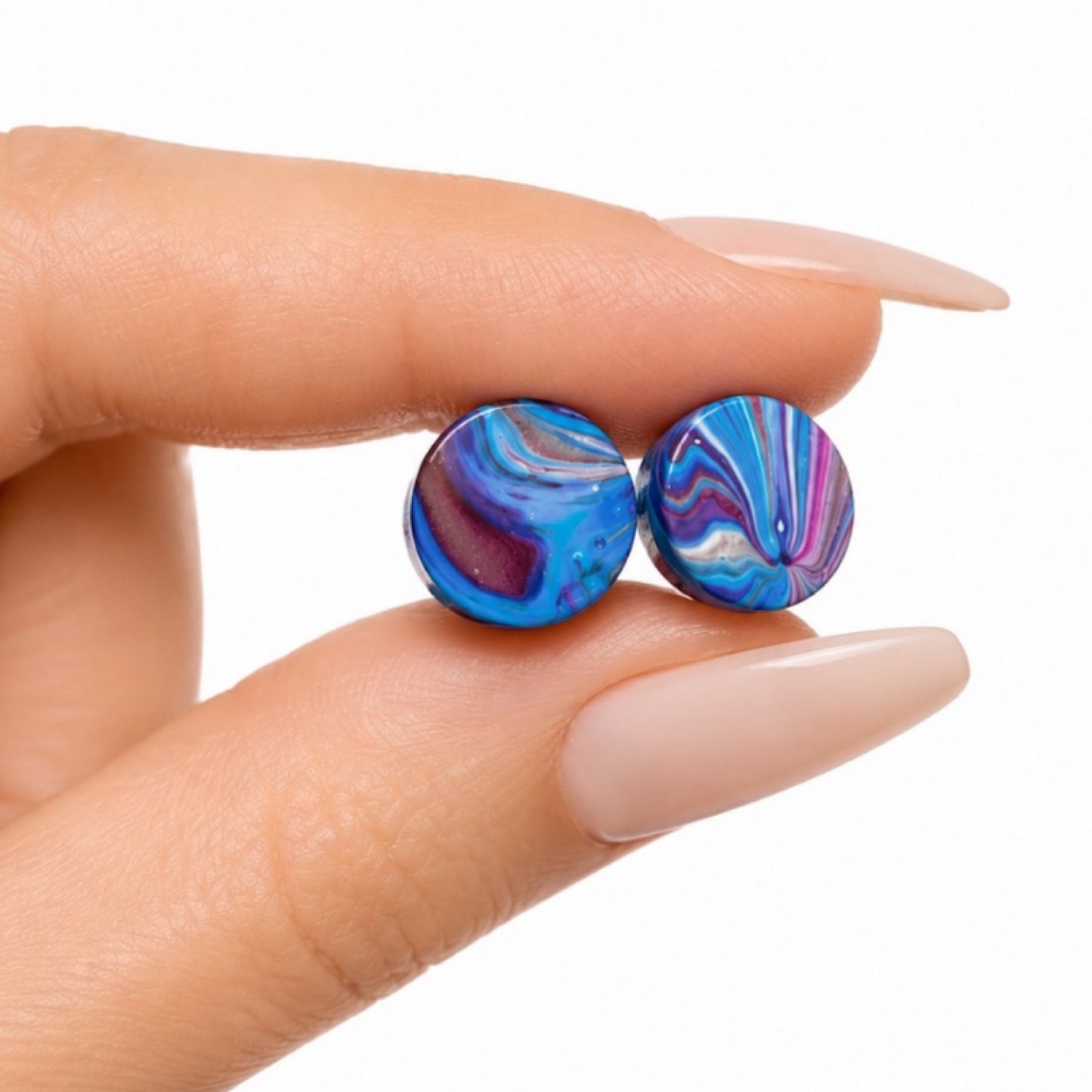 Blue Purple Swirl Fake Plug Faux Gauge Earrings – 16G 10mm