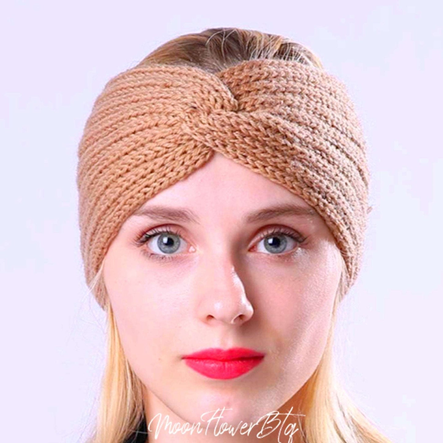 Camel Tan Vegan Knit Twist Headband Ear Warmer