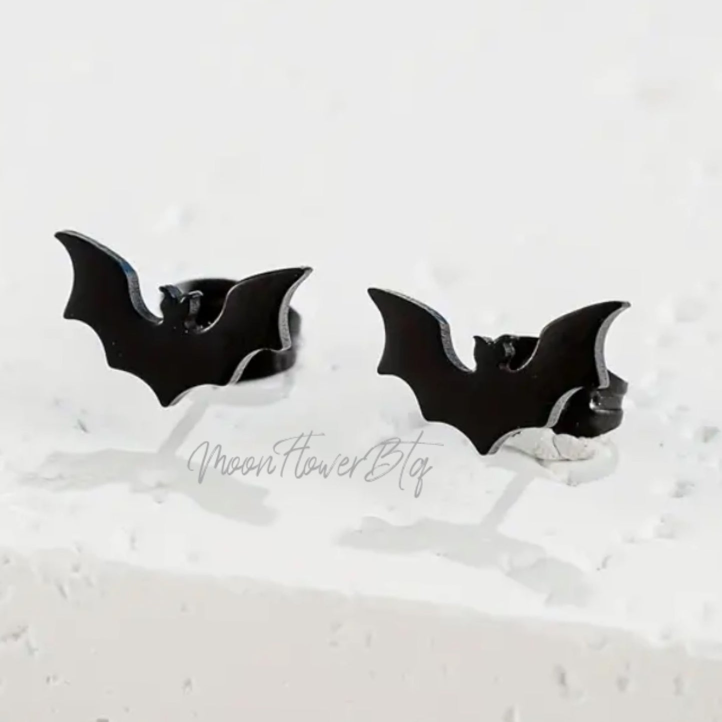 Black Bat Stud Earrings