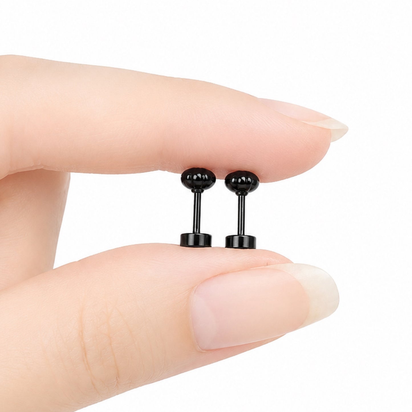 Black Rose Flat Back Stud Earrings
