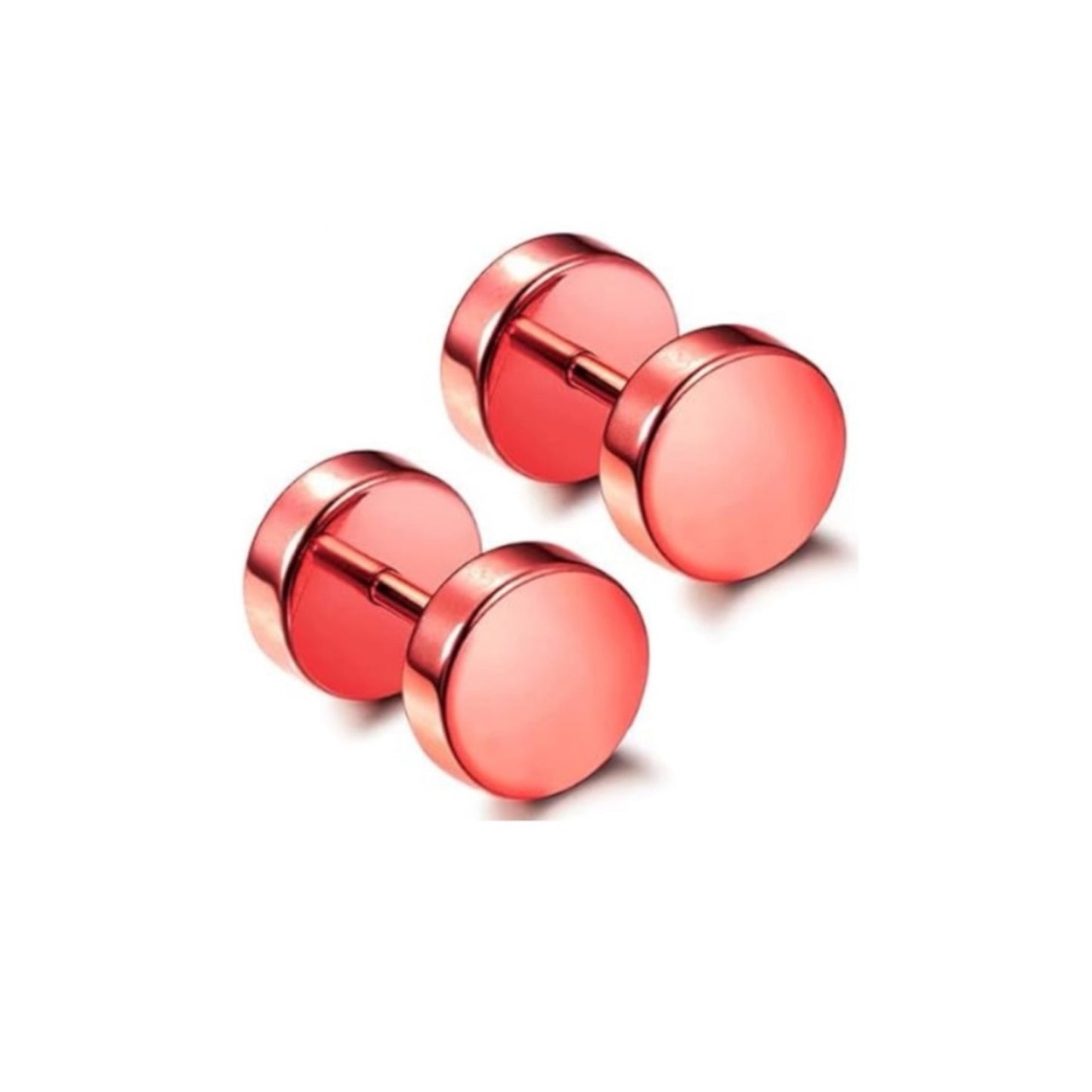 Red Flat Barbell Earrings