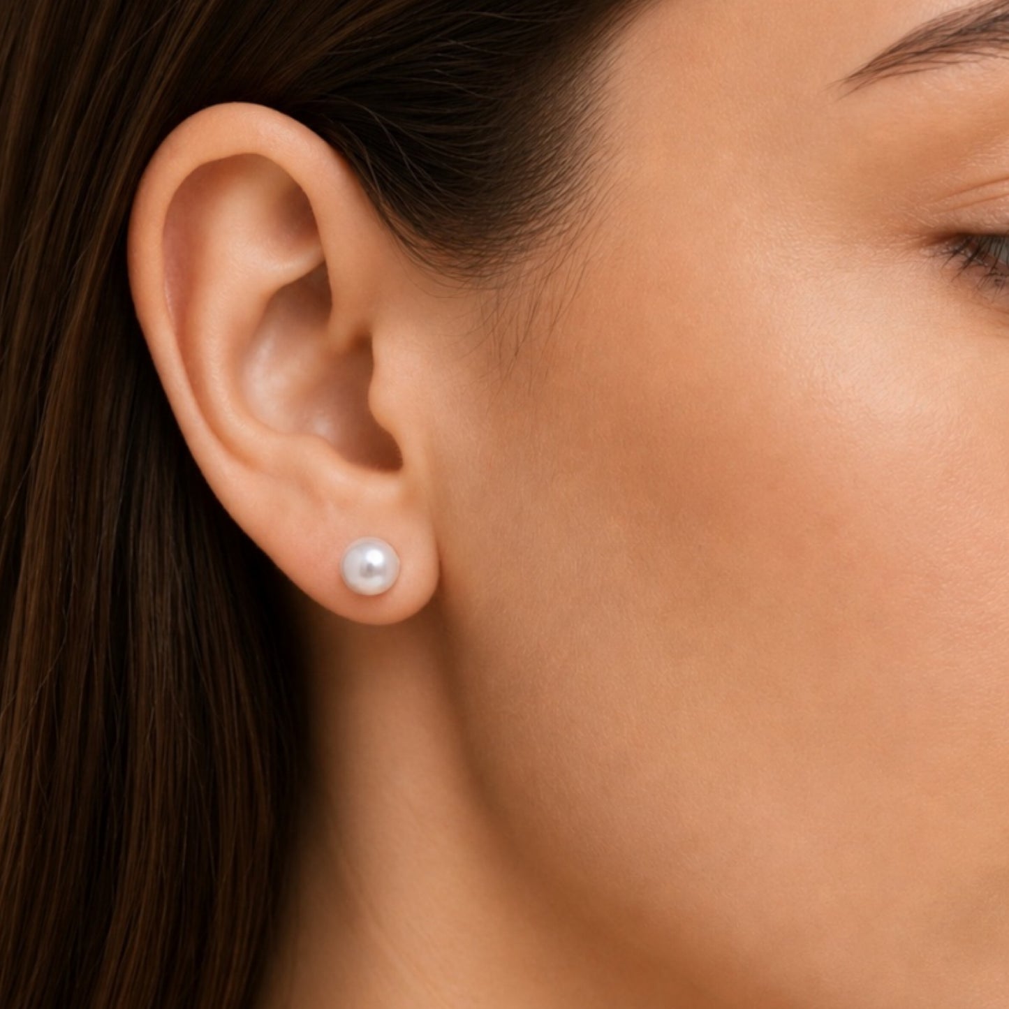 Pearl Flat Back Stud Earrings - 4mm