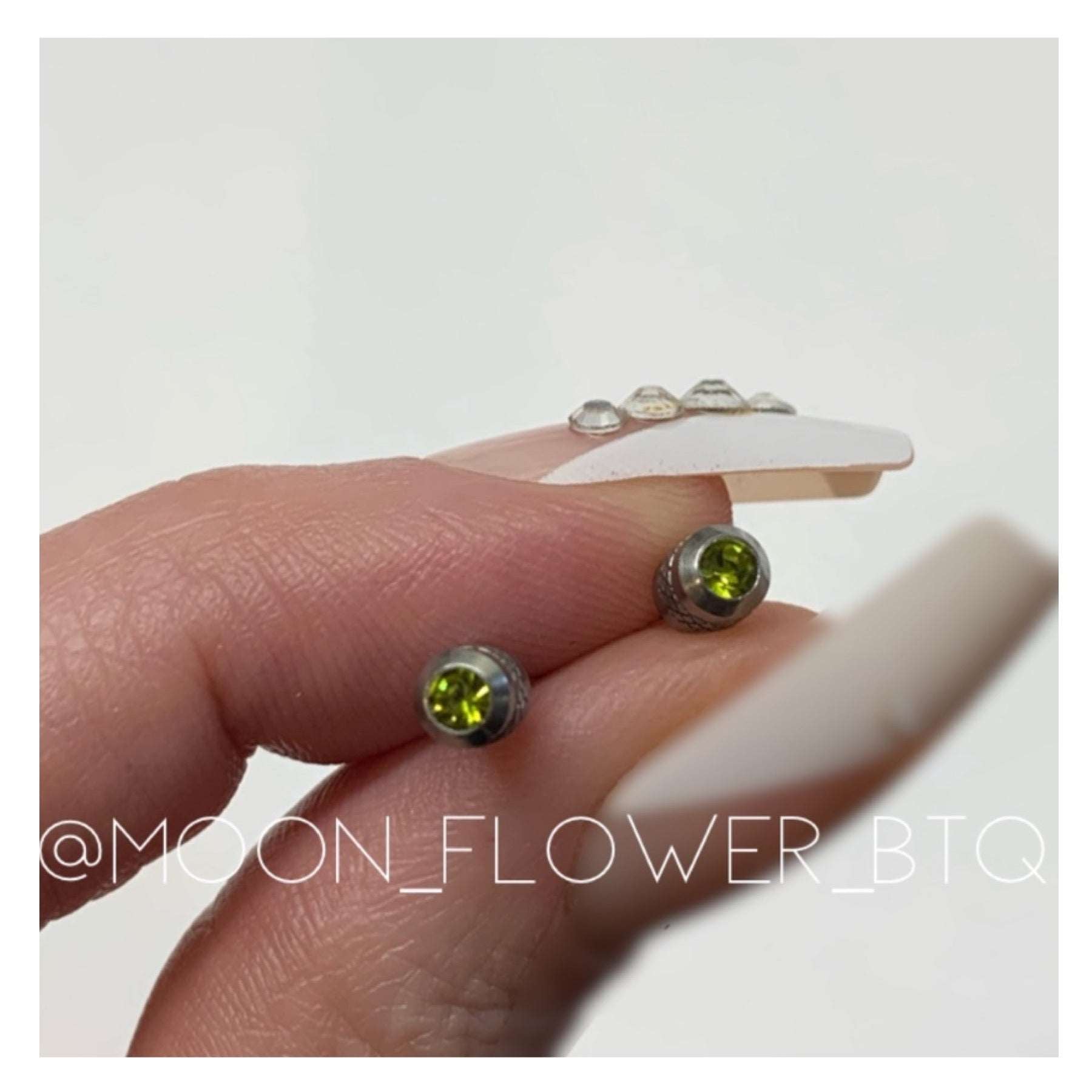 Olive Green CZ Double Ended Earrings