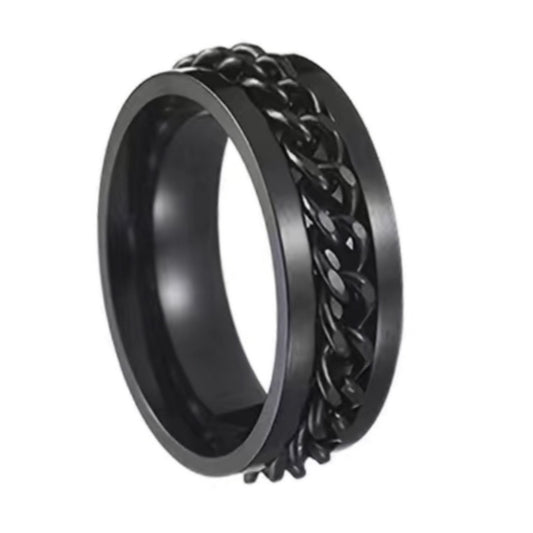 Black Chain Anxiety Fidget Spinner Ring