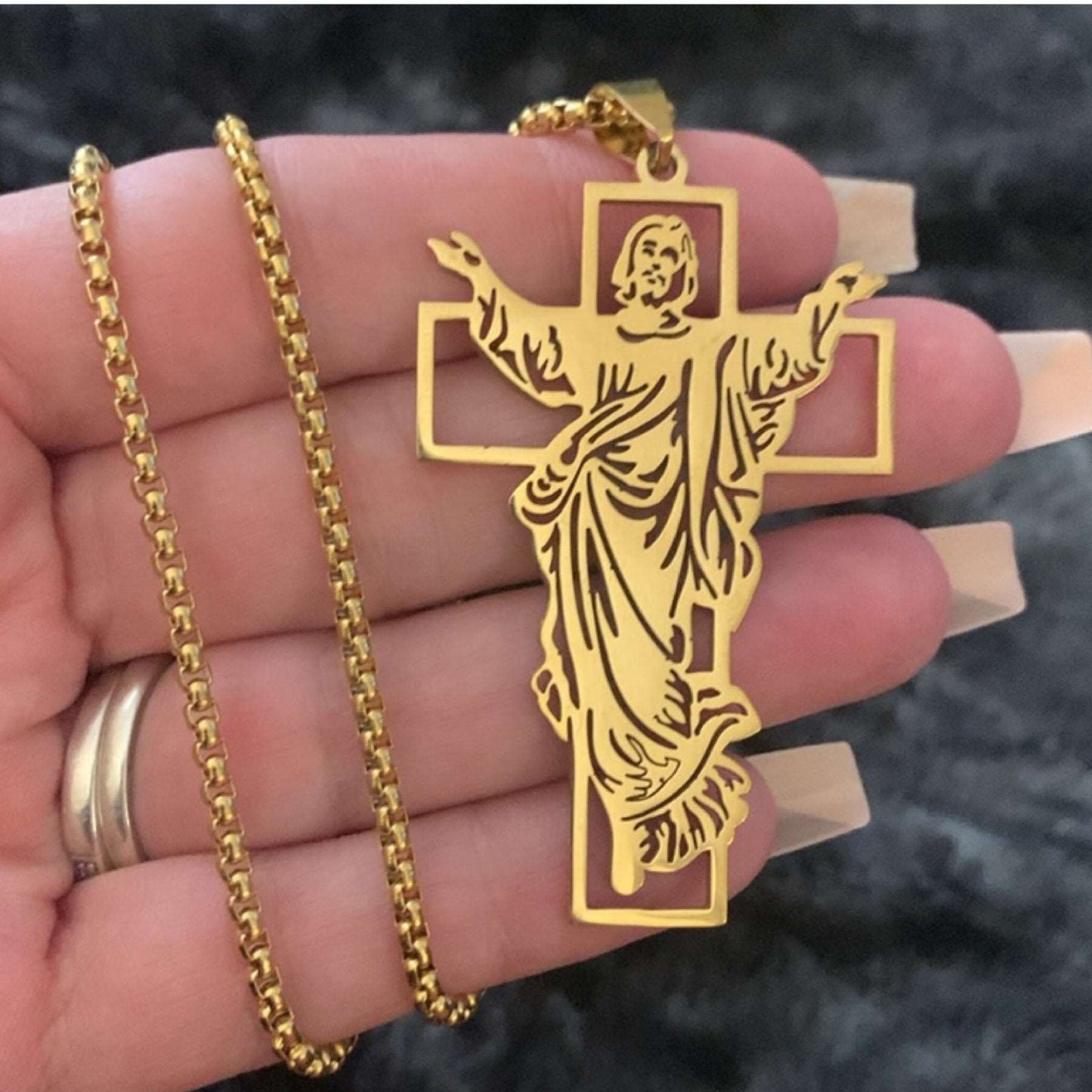 Gold Jesus Christ Cross Necklace