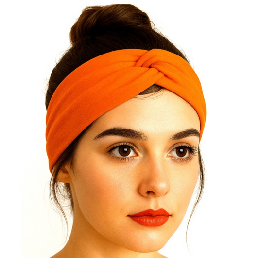 Bright Orange Twist Knot Headband – Soft Stretch Turban Style Hair Wrap