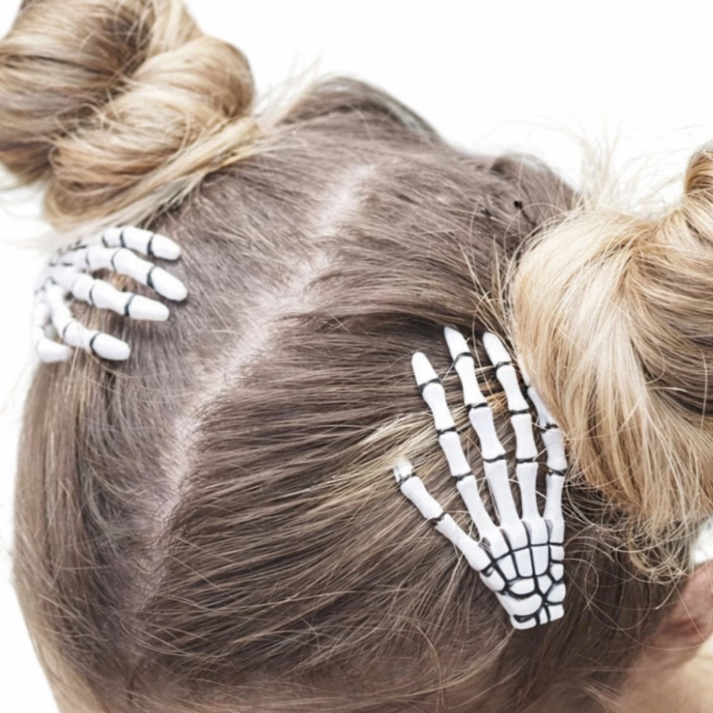 White Skeleton Hand Hair Clips – Goth Bone Barrette Set