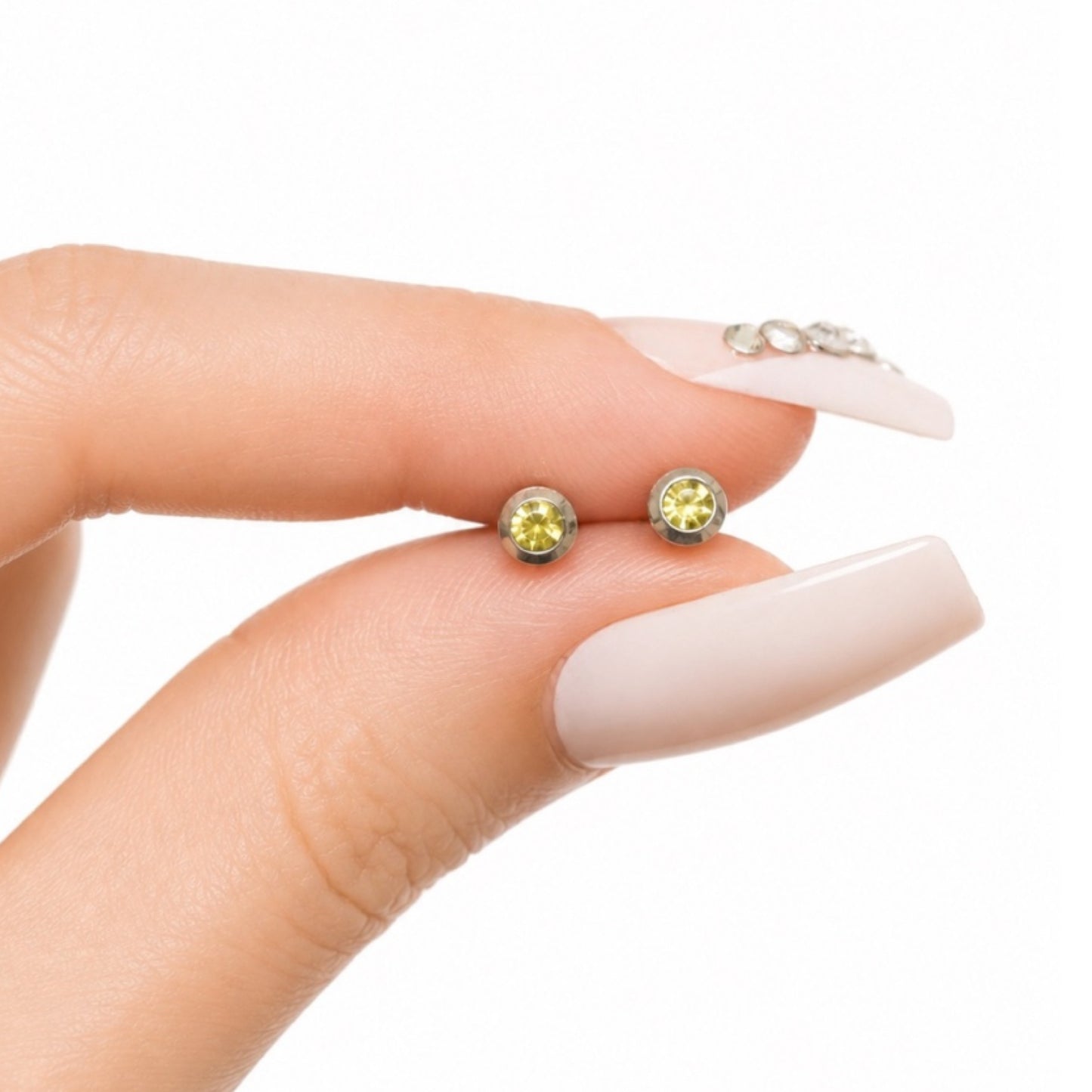 Yellow CZ Double Ended Screw Back Stud Earrings