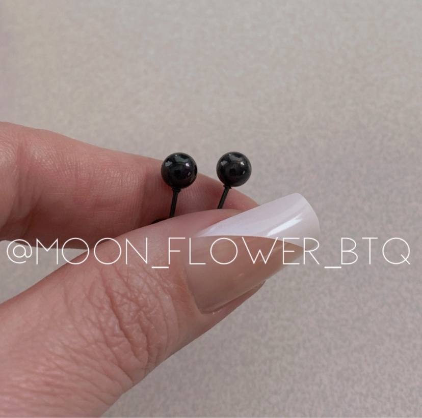 Black Ball Stud Earrings