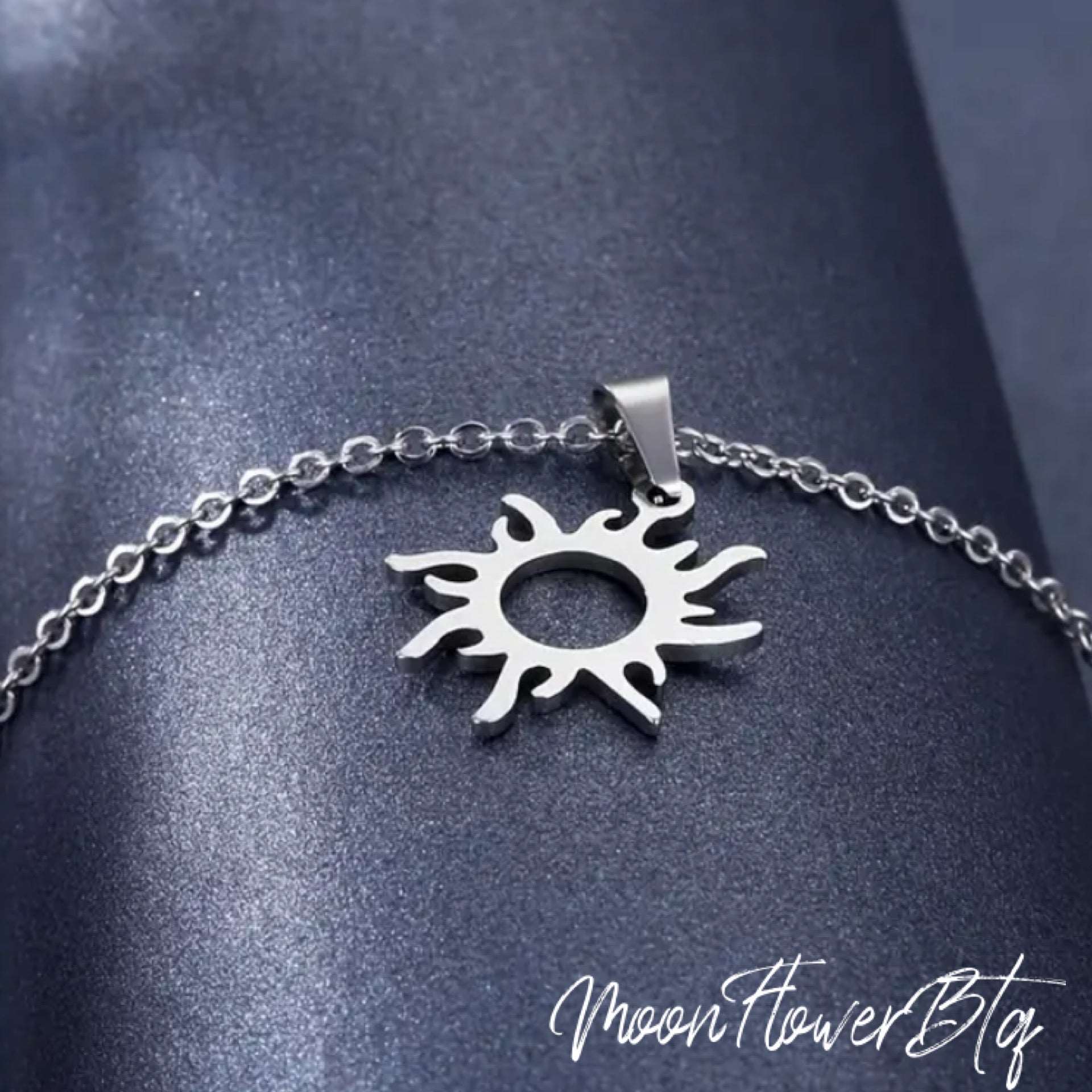 Silver Cutout Sun Pendant Necklace