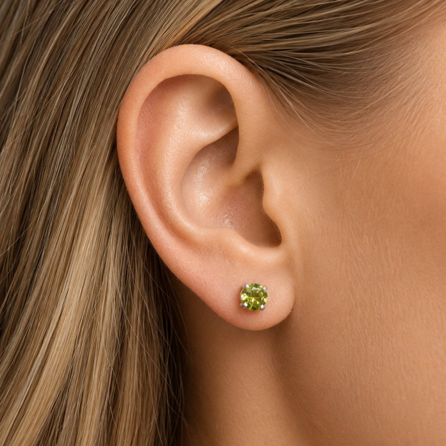 Olive Green CZ Double Ended Screw Back Stud Earrings