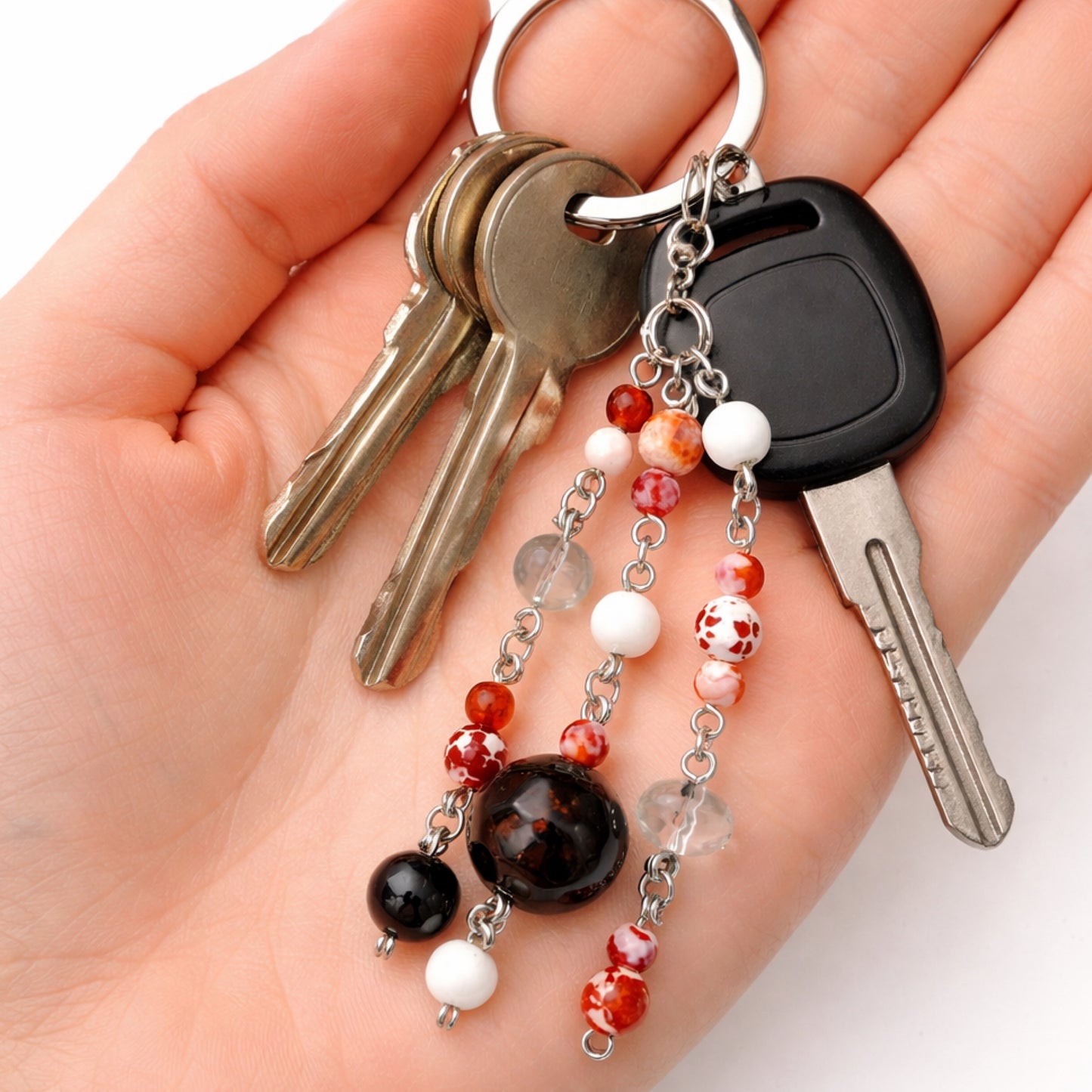 Dark Amber Beaded Charm - Keychain Bag Charm Zipper Pull Lip Balm Charm