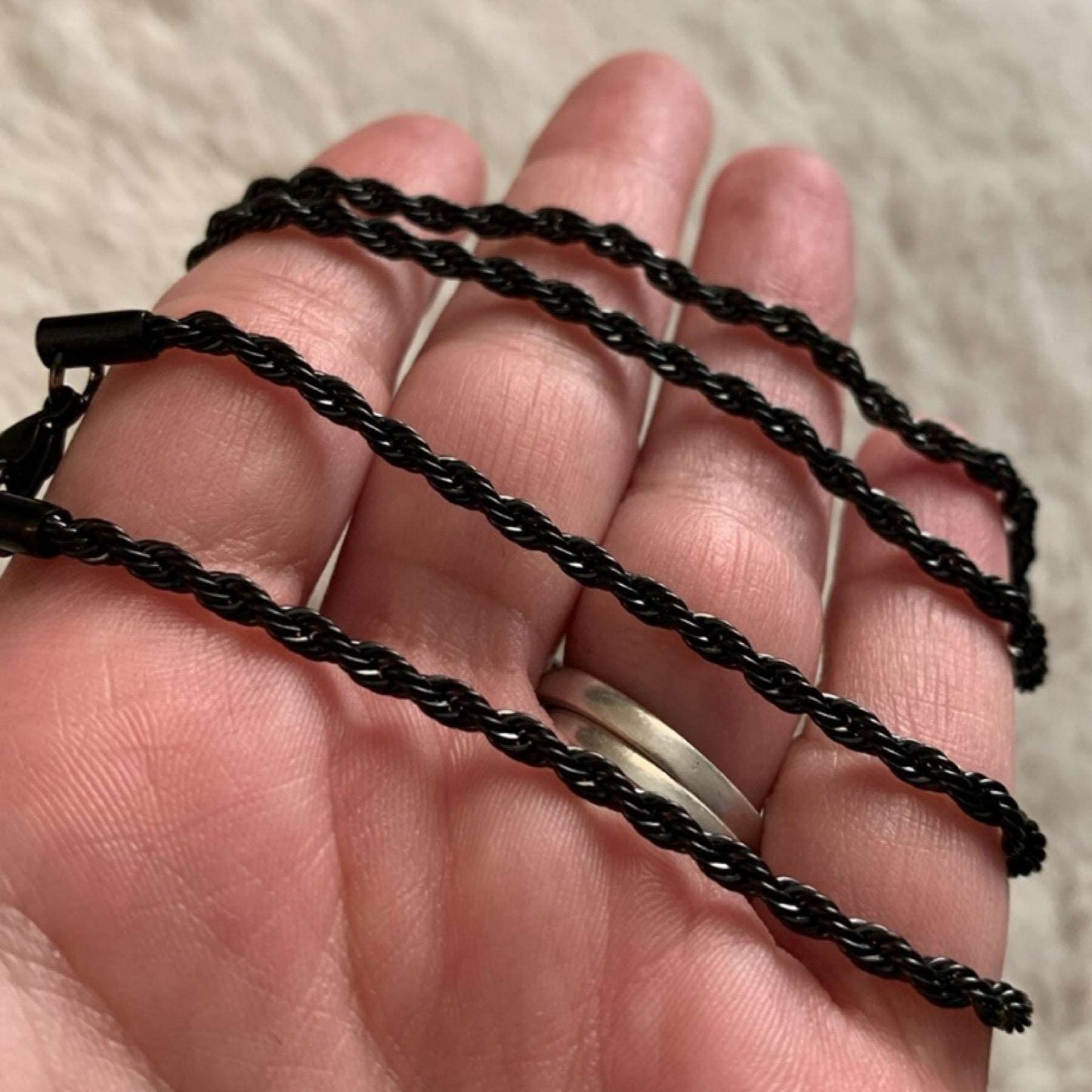 Black Stainless Steel Rope Chain Style Necklace