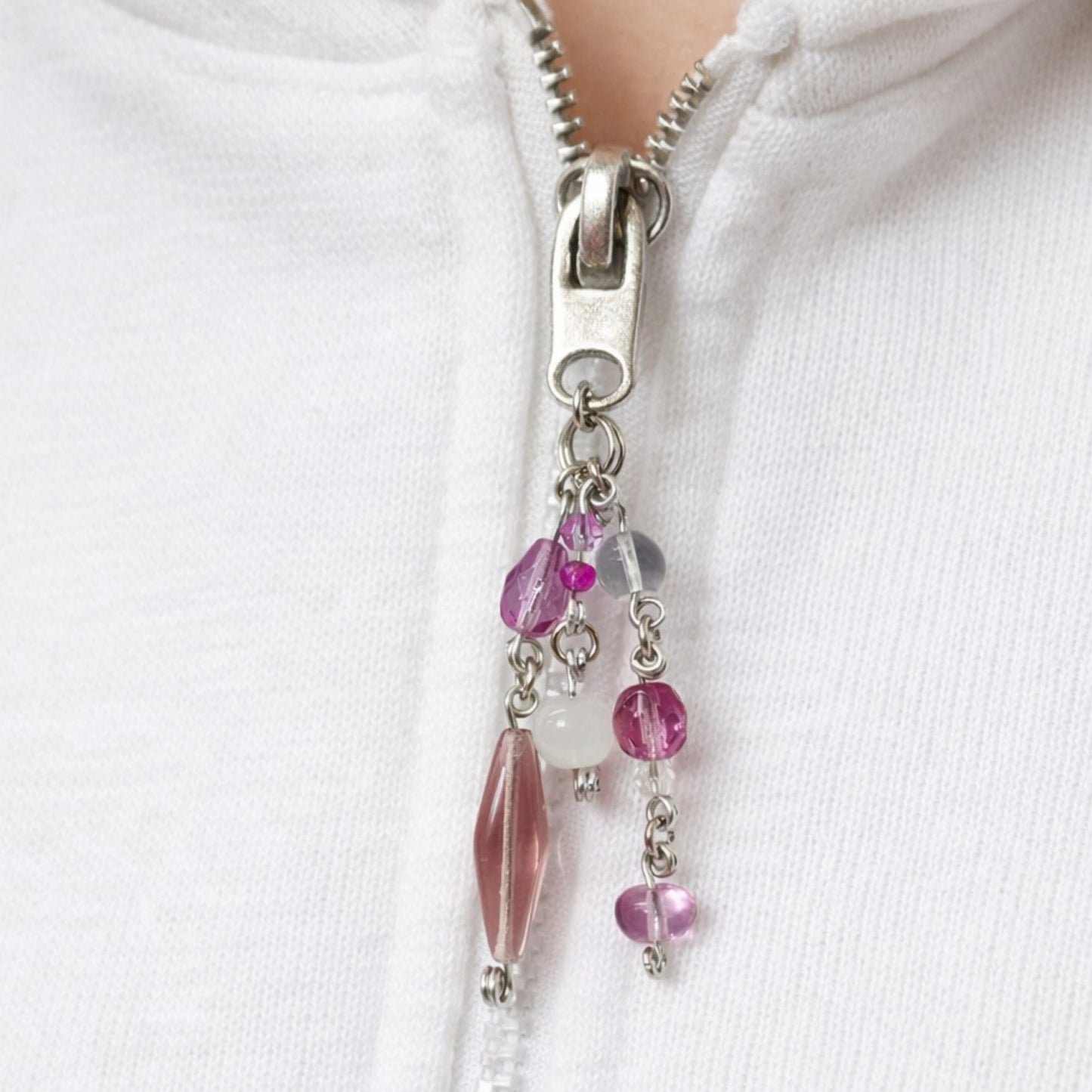 Purple Beaded Charm Keychain Bag Charm Zipper Pull