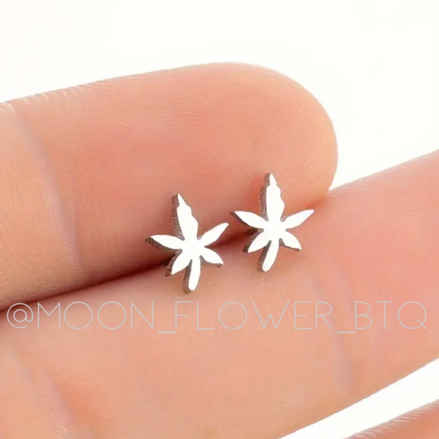 Tiny Silver Leaf Stud Earrings