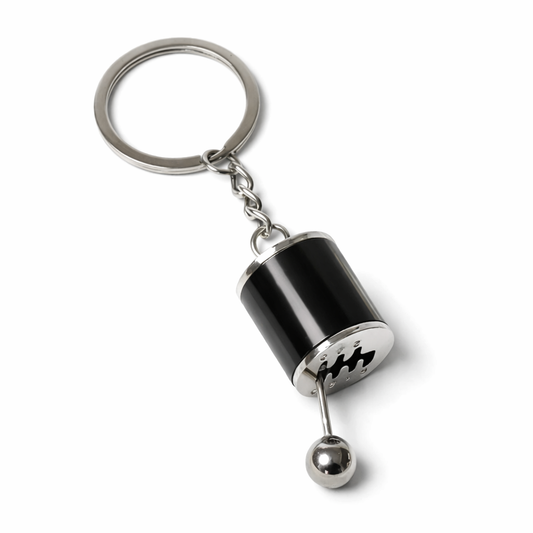 Black Gear Shifter Keychain - Moving Car Key Ring Manual Style