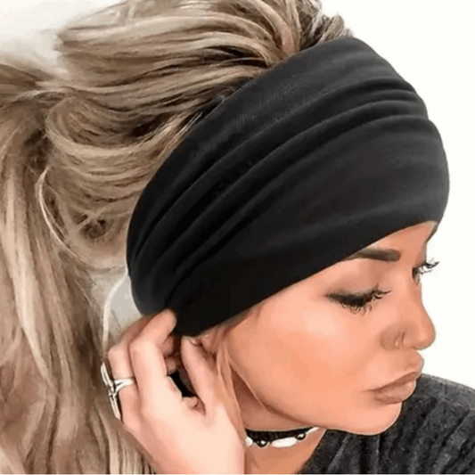 Black Wide Twist Turban Headband Ear Warmer