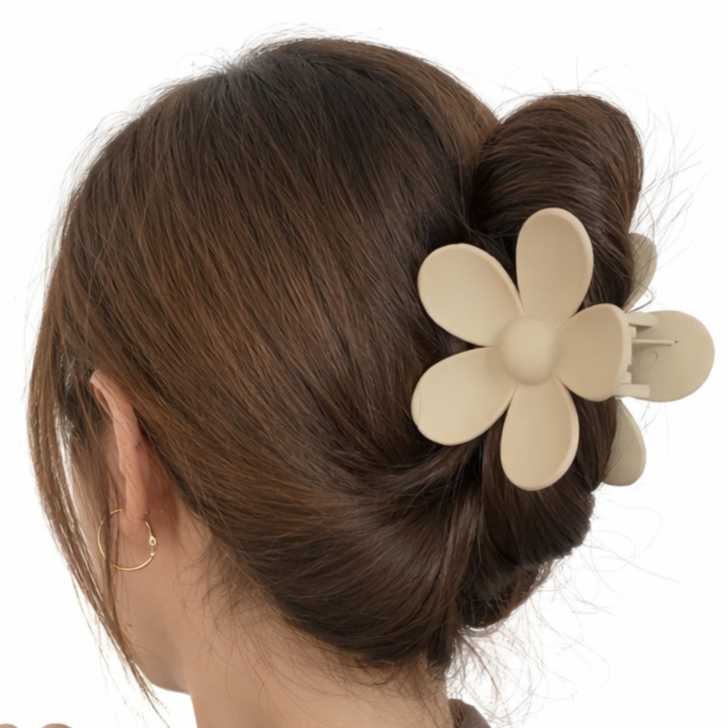 4 Pc Set Matte Daisy Flower Hair Claw Clips – Neutral Tones