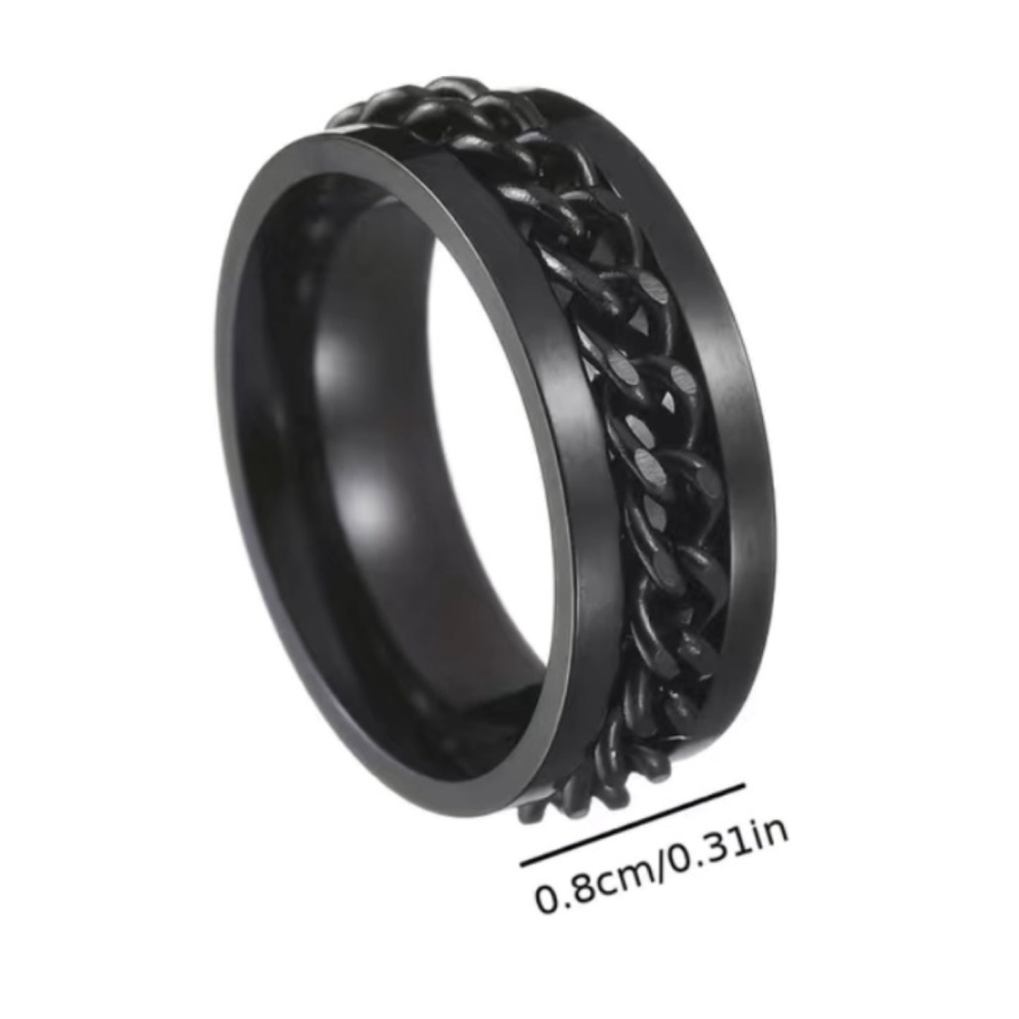 Black Chain Anxiety Fidget Spinner Ring